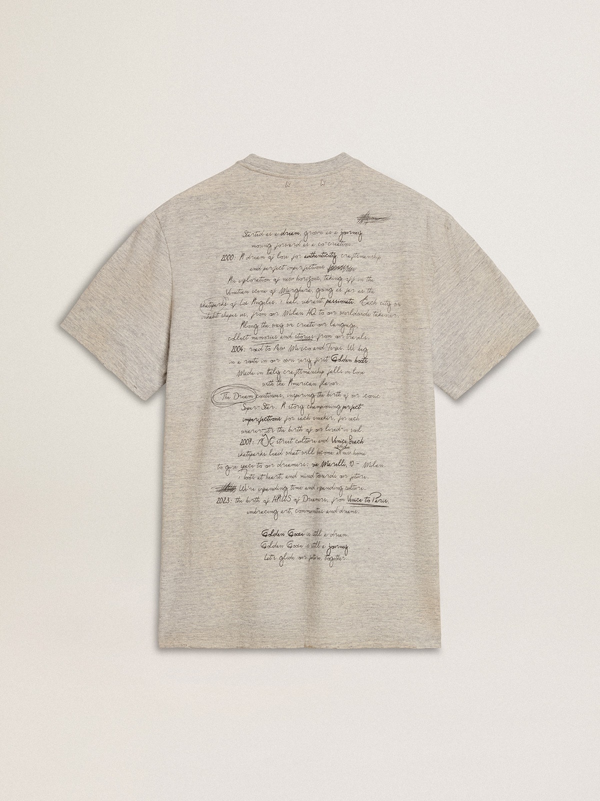 Men's gray T-shirt with black lettering