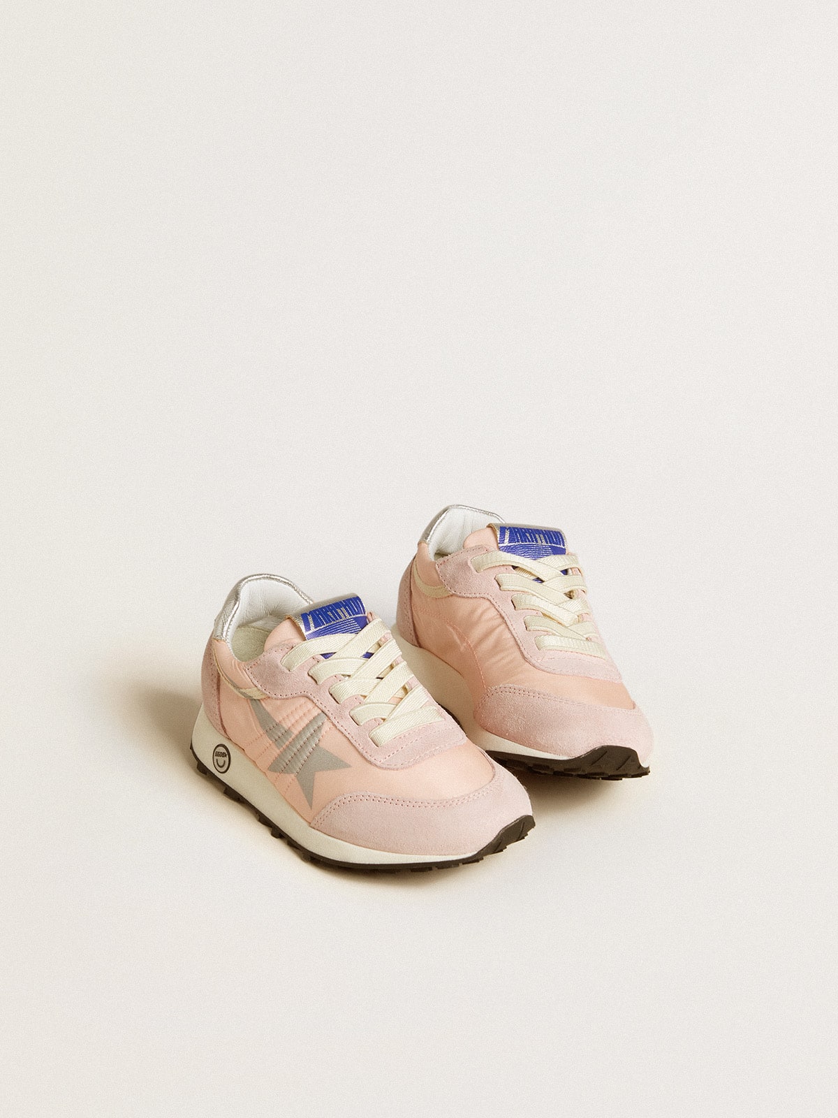 Junior Marathon in pink nylon with printed star and leather heel tab