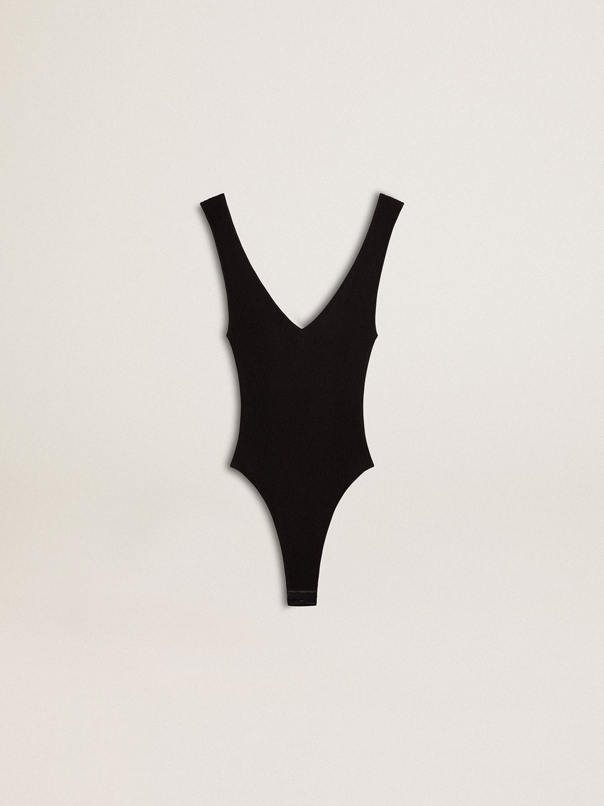 Women's black V-neck bodysuit