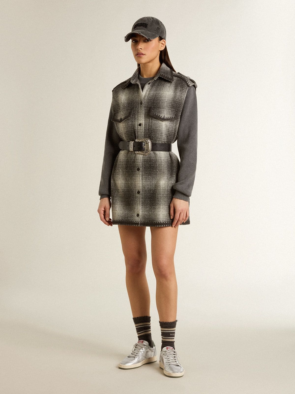 Women's Ball Star in silver nylon with green leather star and heel tab