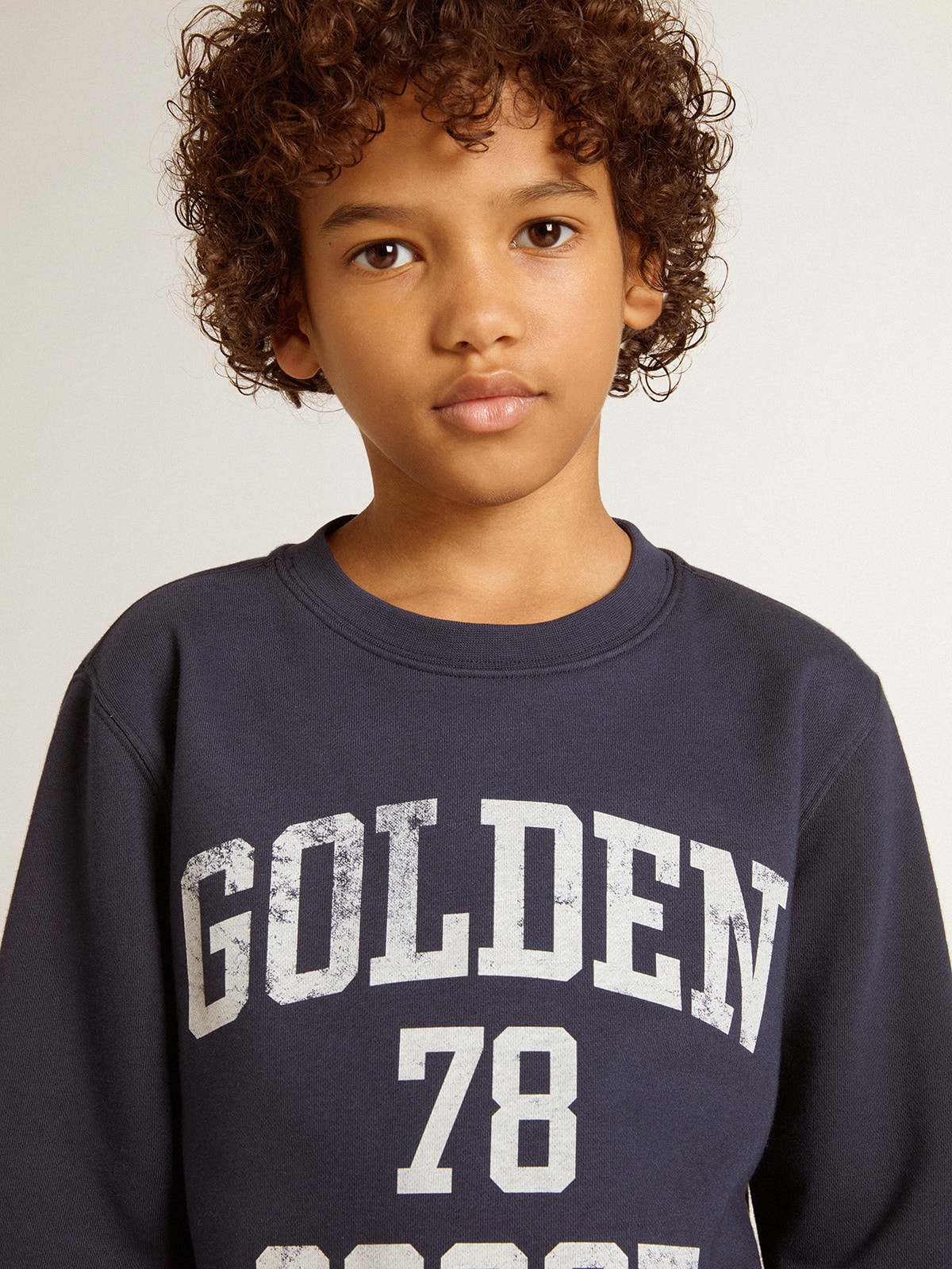 Boys' dark blue sweatshirt with white print