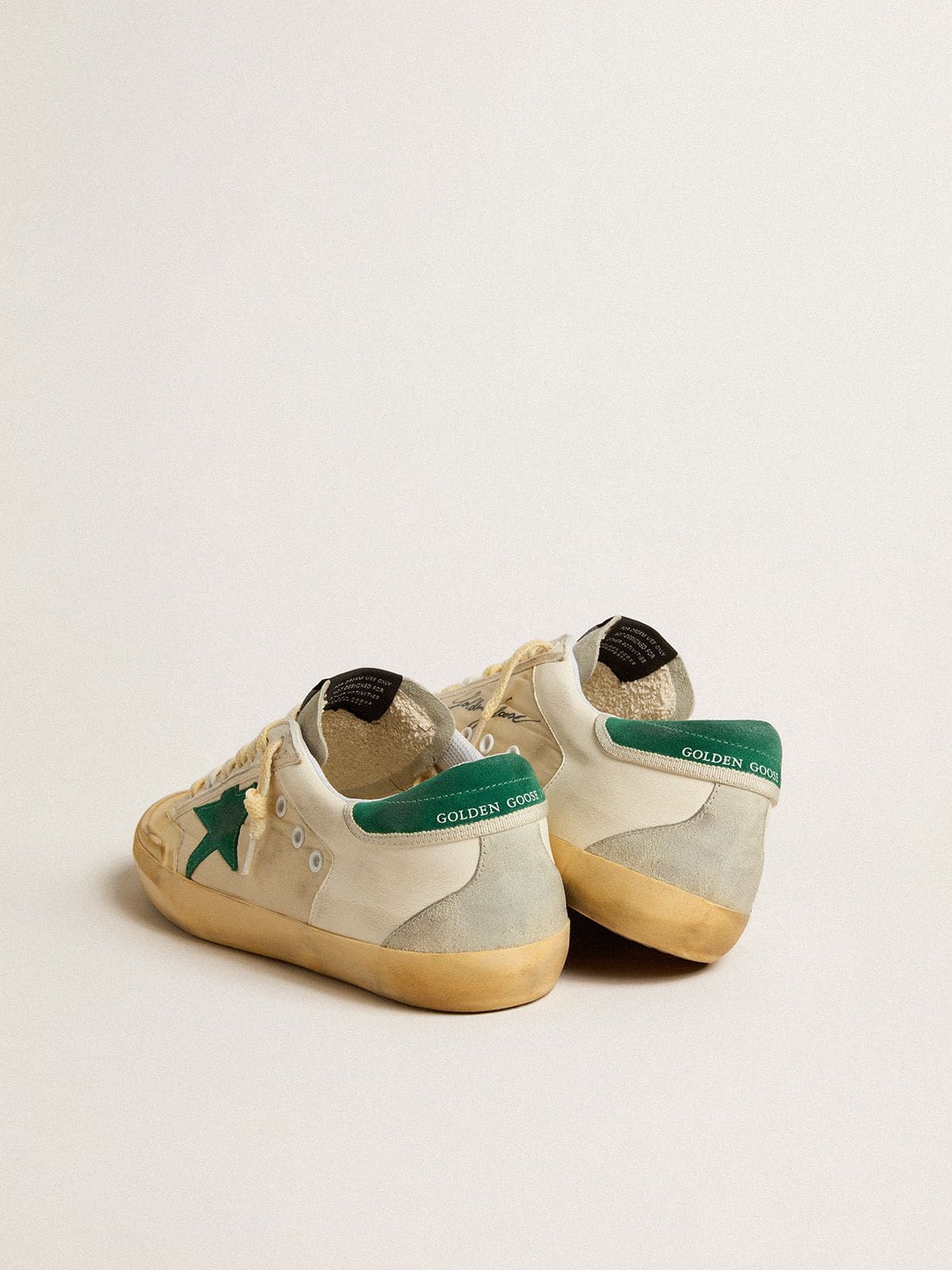 Men's Super-Star Penstar in nappa and nylon with green suede star and heel tab