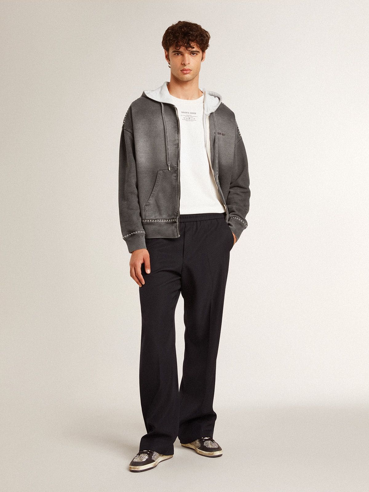 Men's Ball Star in elephant-print leather with black leather star