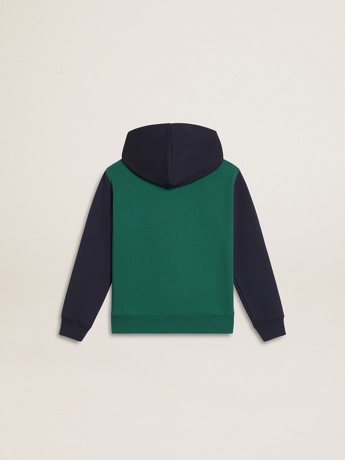 Boys' green and blue sweatshirt with hood and print