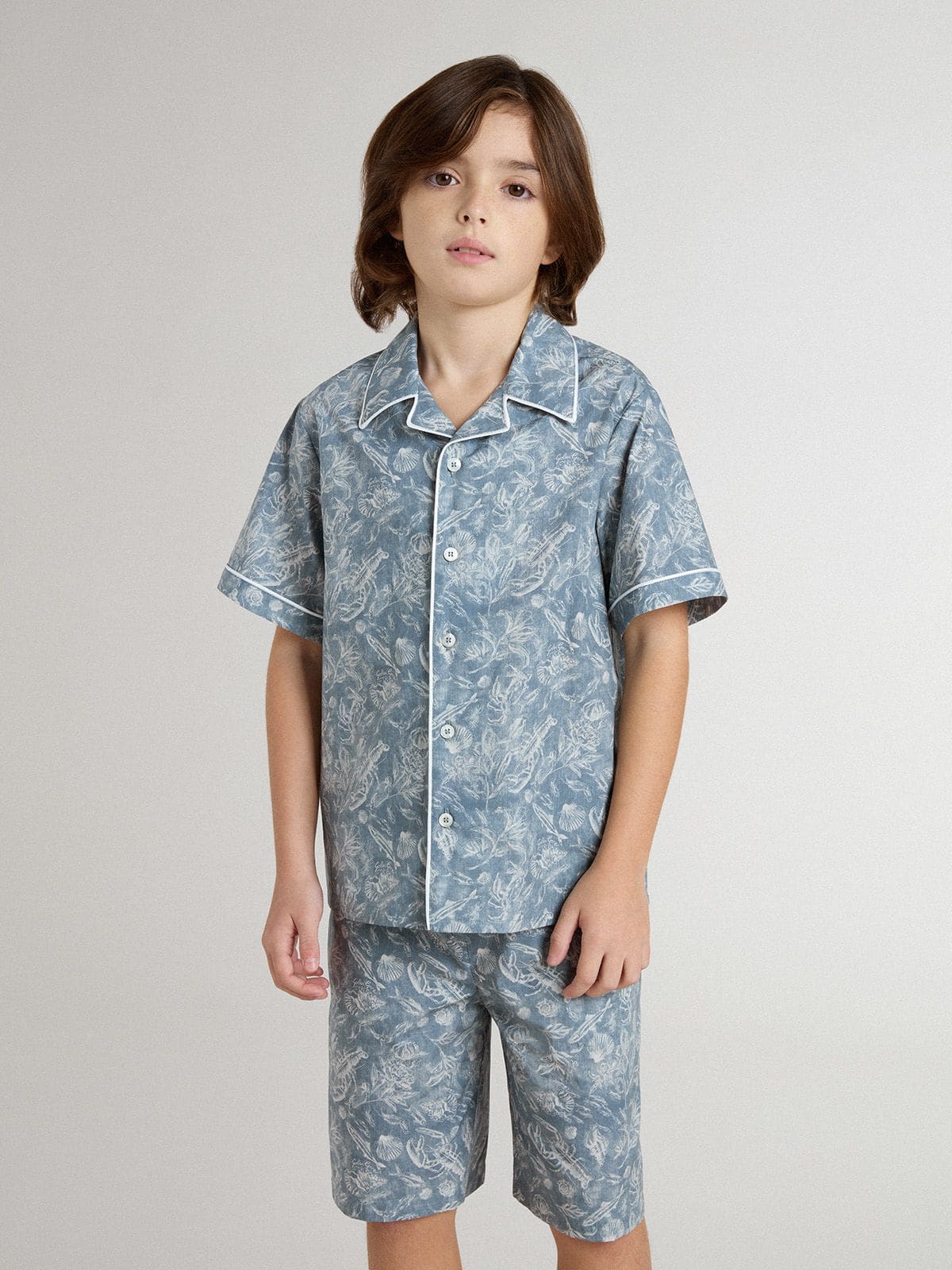 Boys' blue shirt with white print