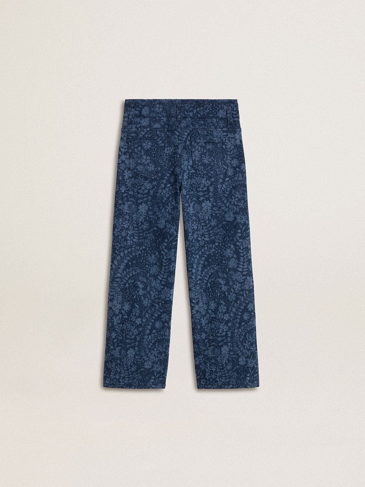 Girls' medium wash wide jeans with print