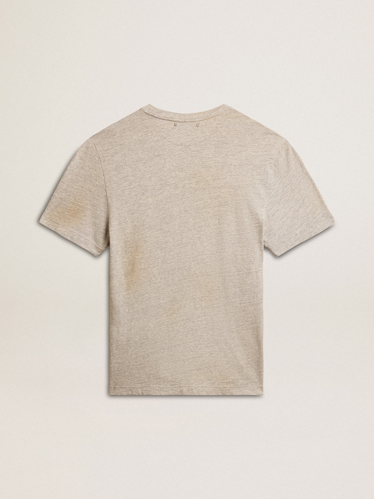 Men's gray cotton T-shirt with vintage print on the front