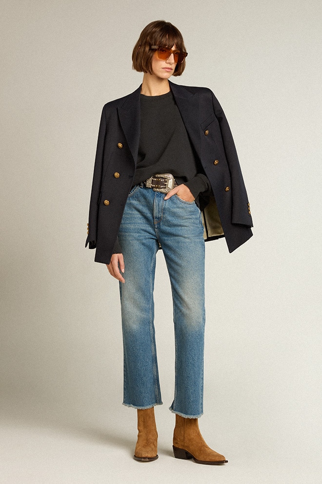 Sweatshirt in washed black with reverse logo on the back - Jersey Capsule