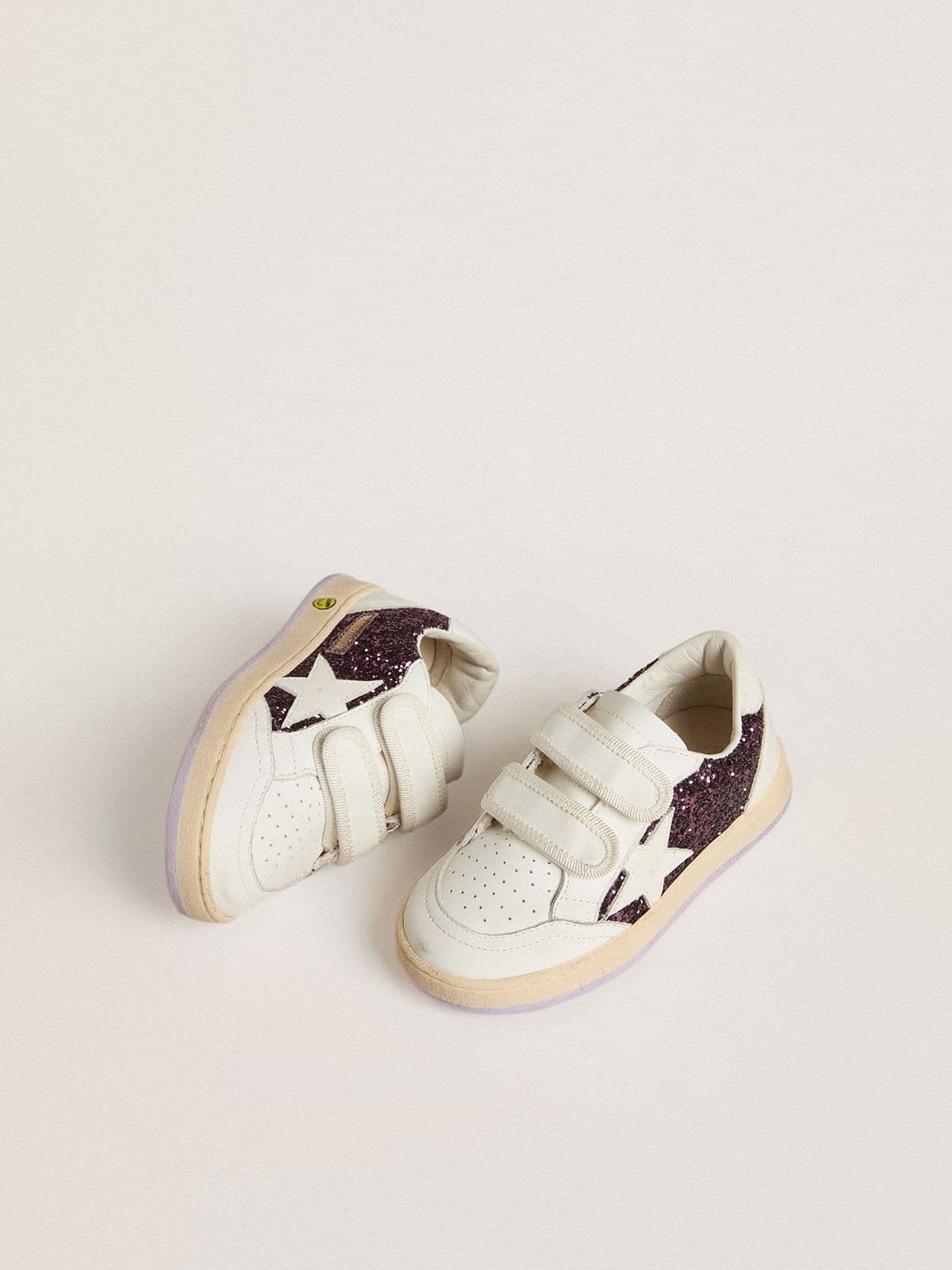 Teen Ball Star in purple glitter with white leather star and heel tab