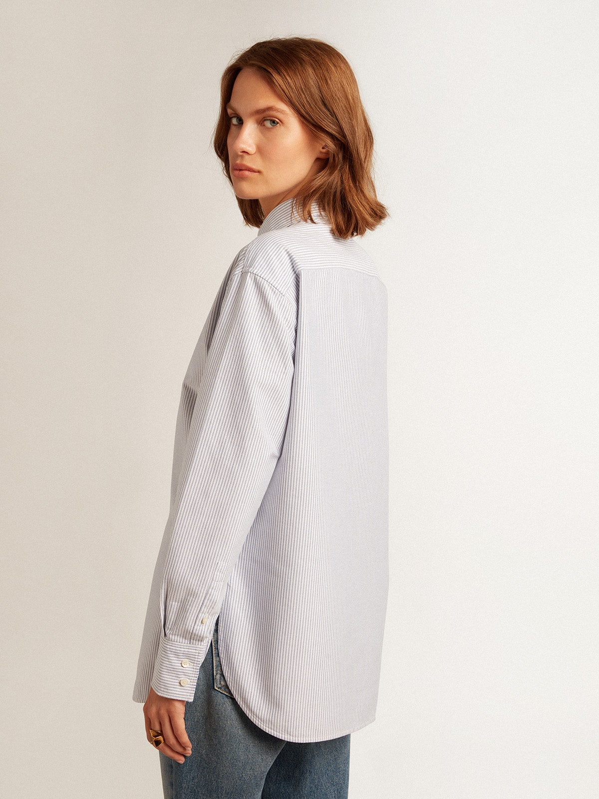 Women's shirt with narrow stripes