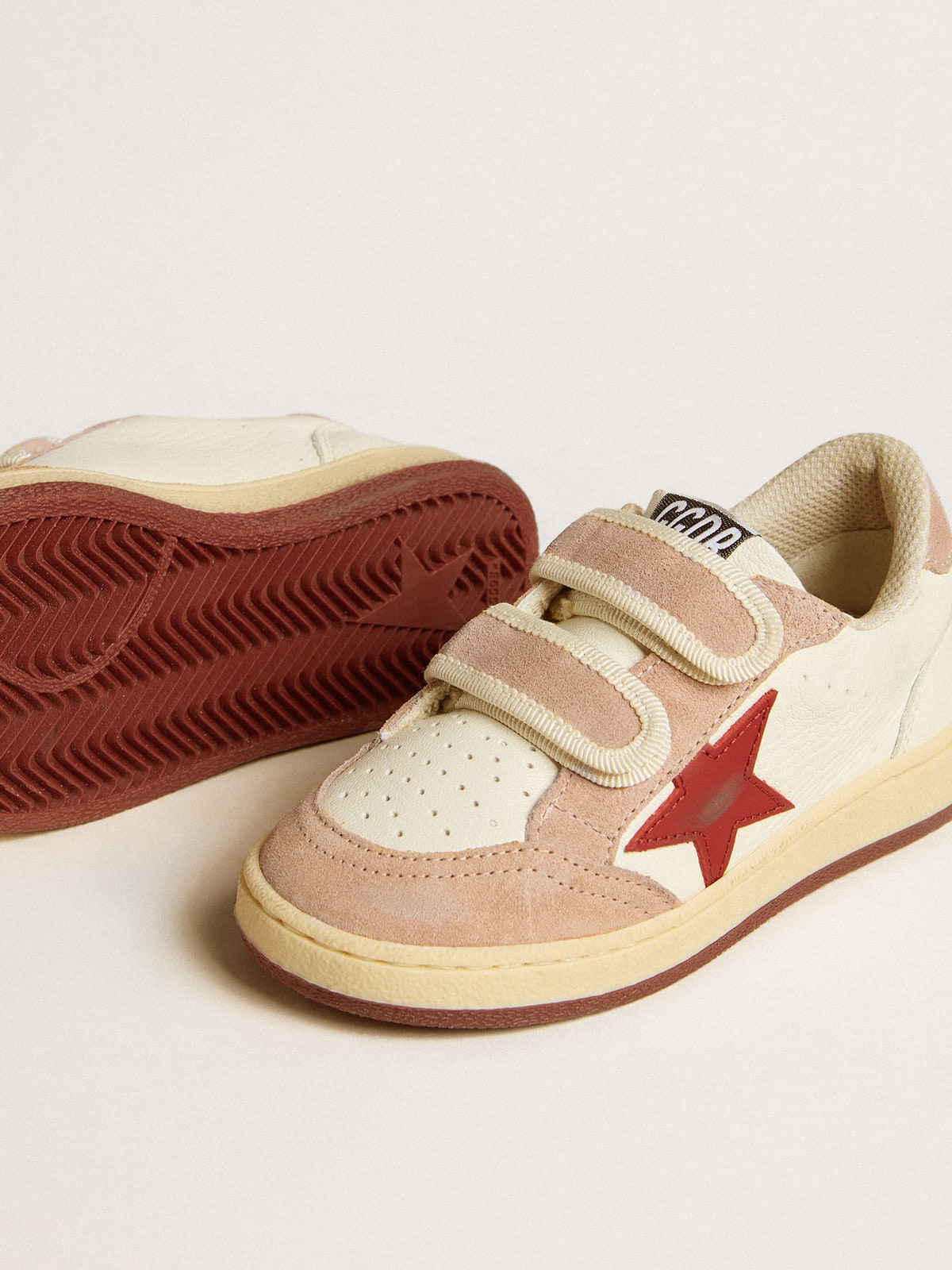 Ball Star Teen in nappa and suede with red star and red embroidered heart