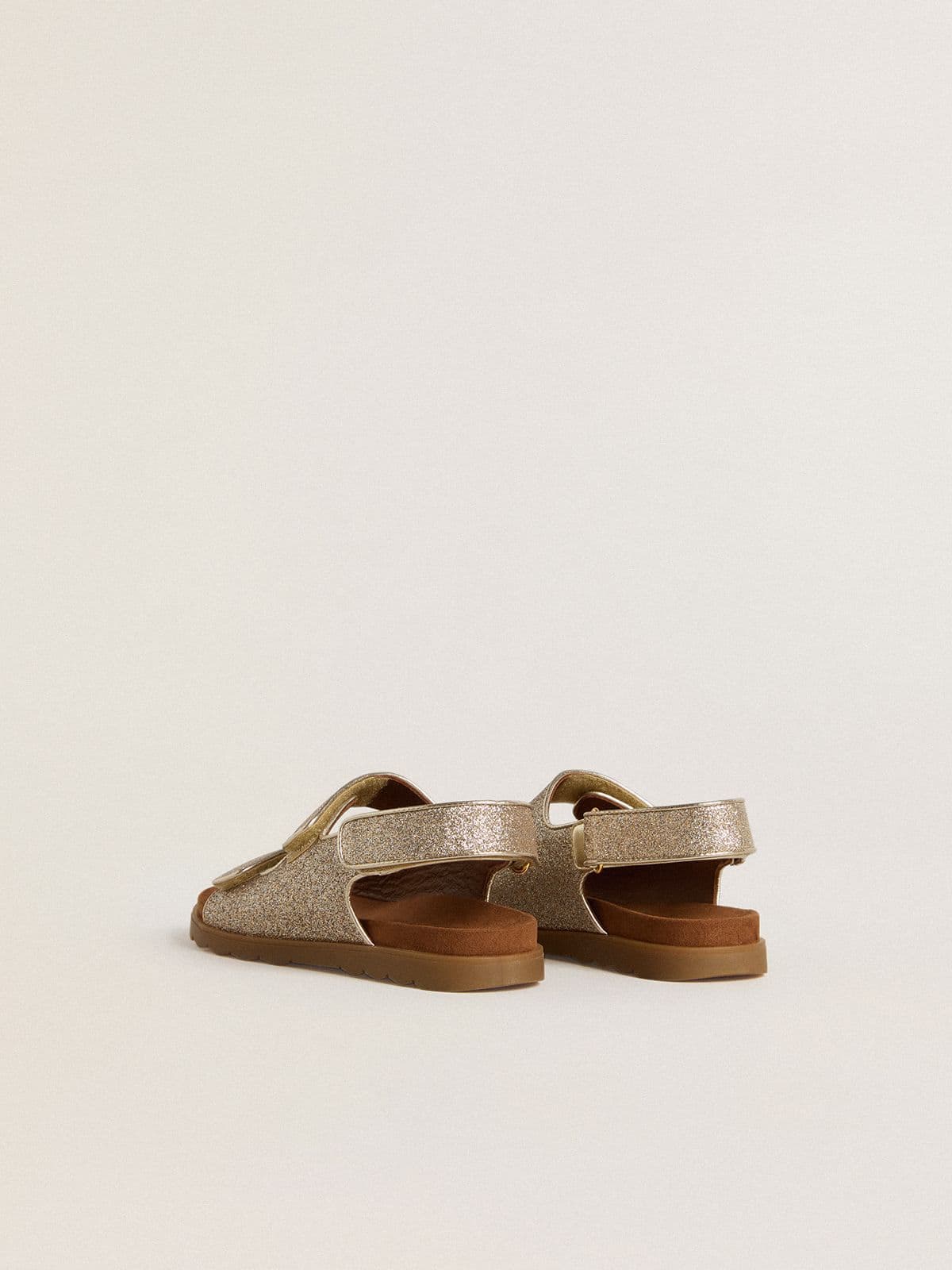 Noa Young sandals in micro-glitter and platinum leather
