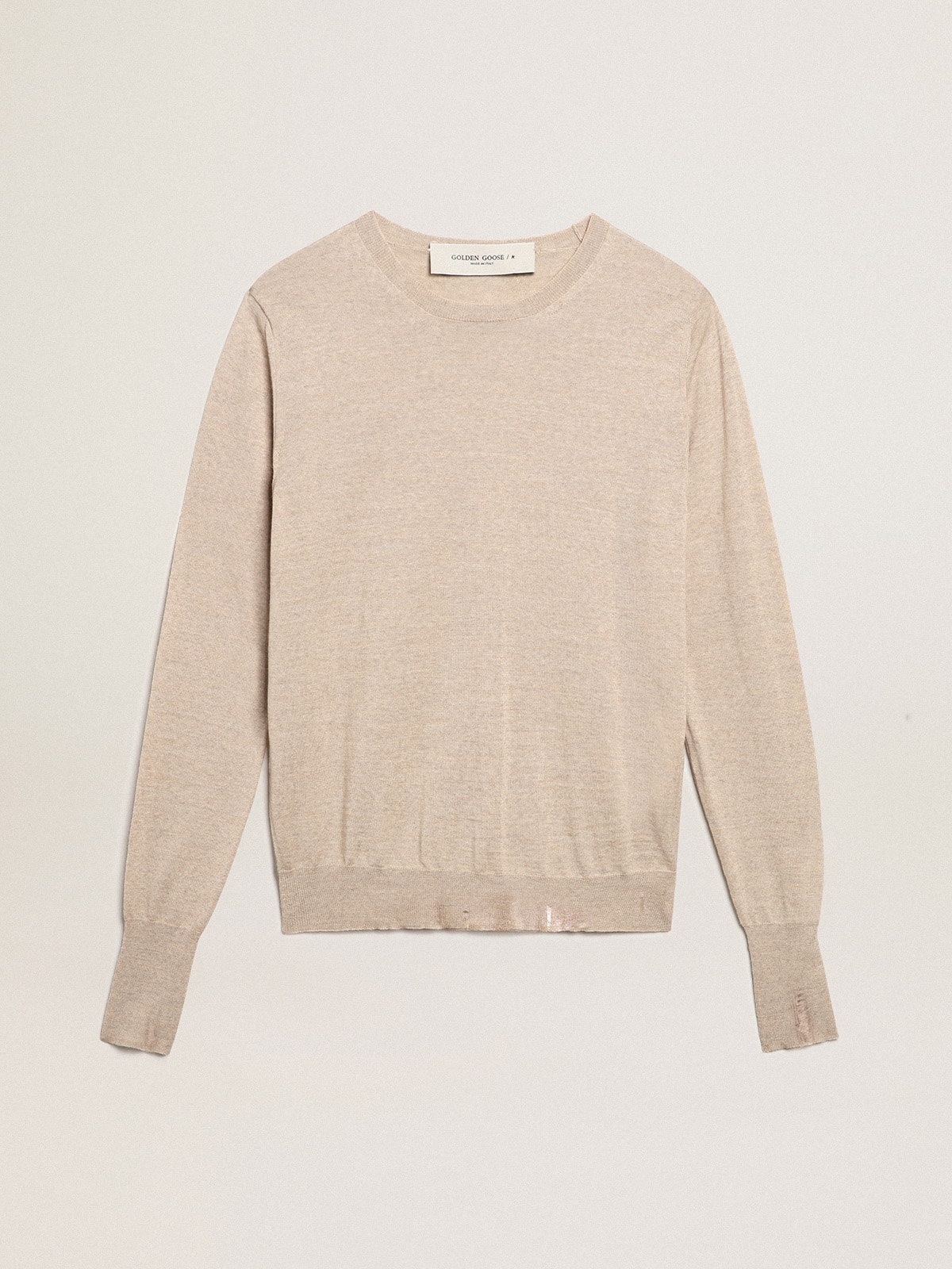 Women's sweater in light brown merino wool
