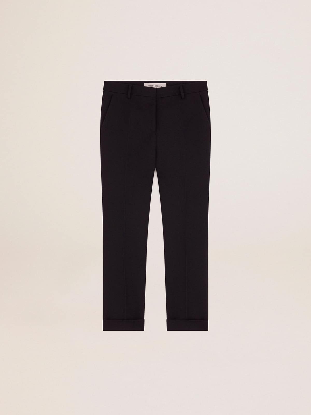 Women's dark blue wool cigarette pants