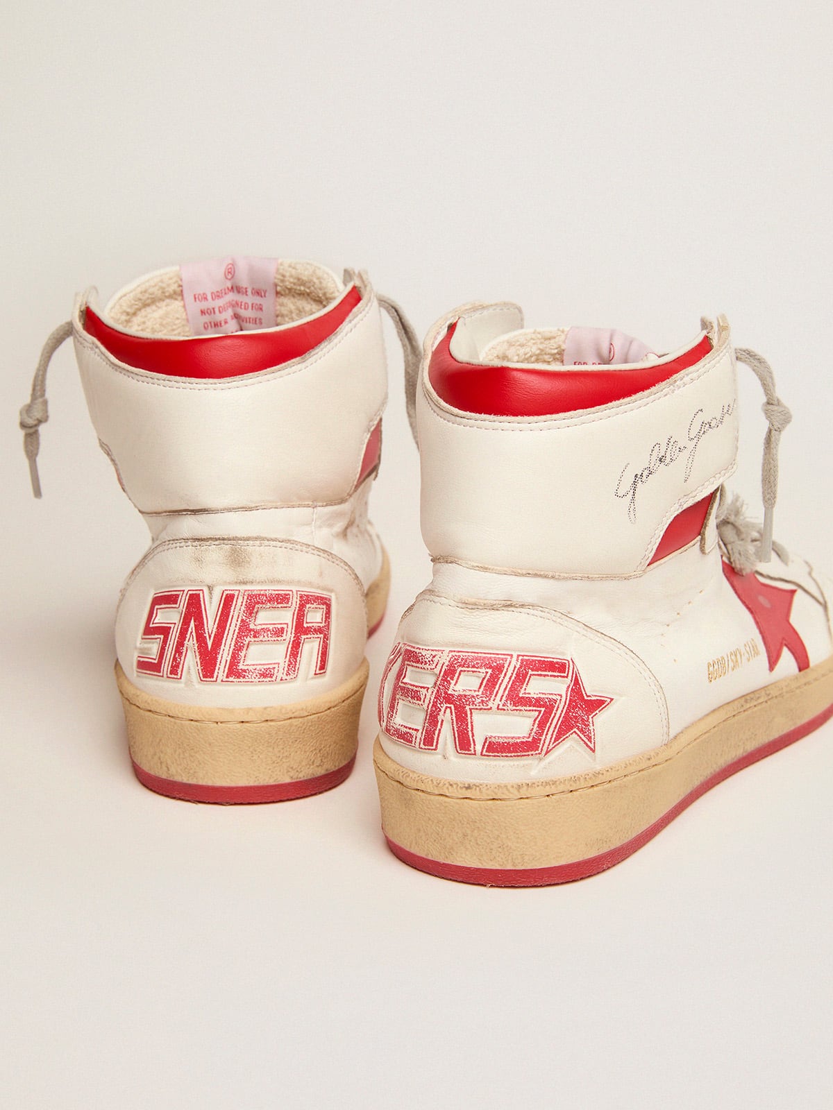 Women's Sky-Star in white nappa with red star and heel tab