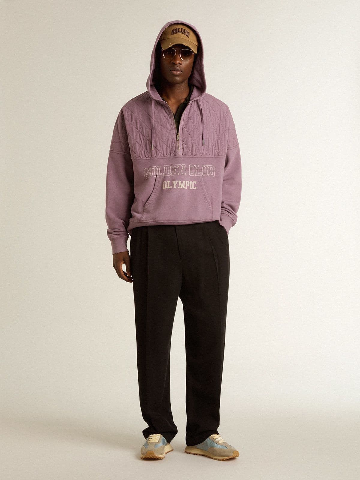 Men's military-green jersey polo with embroidery