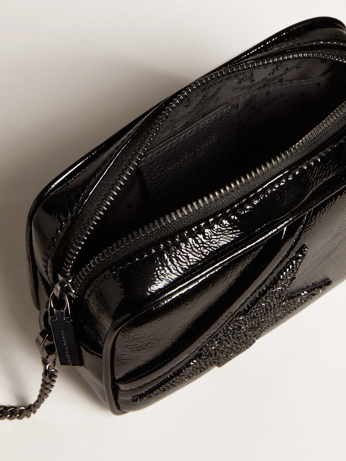 Mini Star Bag in black leather with Swarovski crystal star