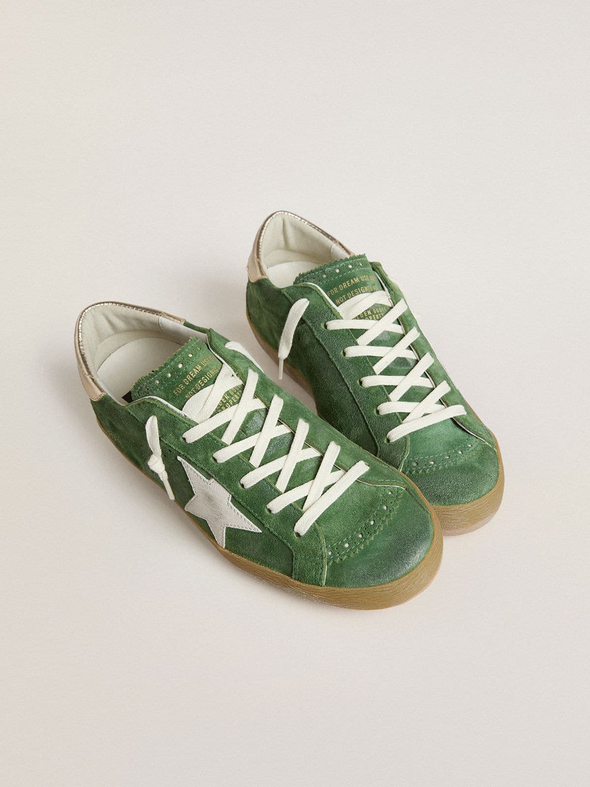 Women's Super-Star in green suede with white star