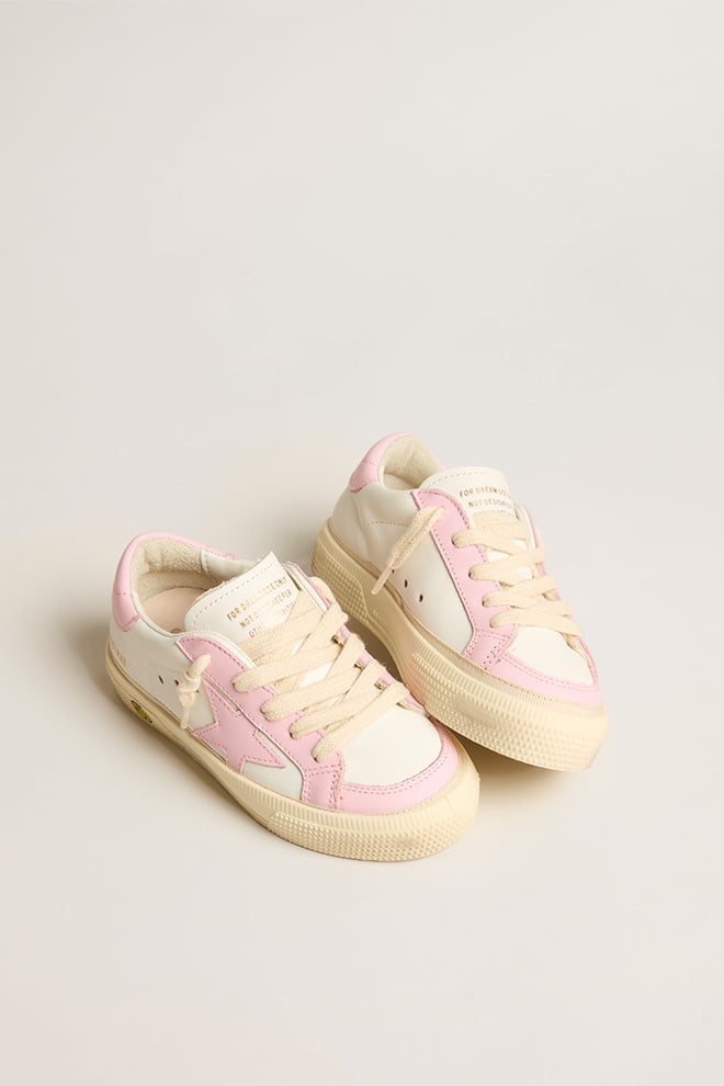 May Teen in white and pink leather with pink leather star