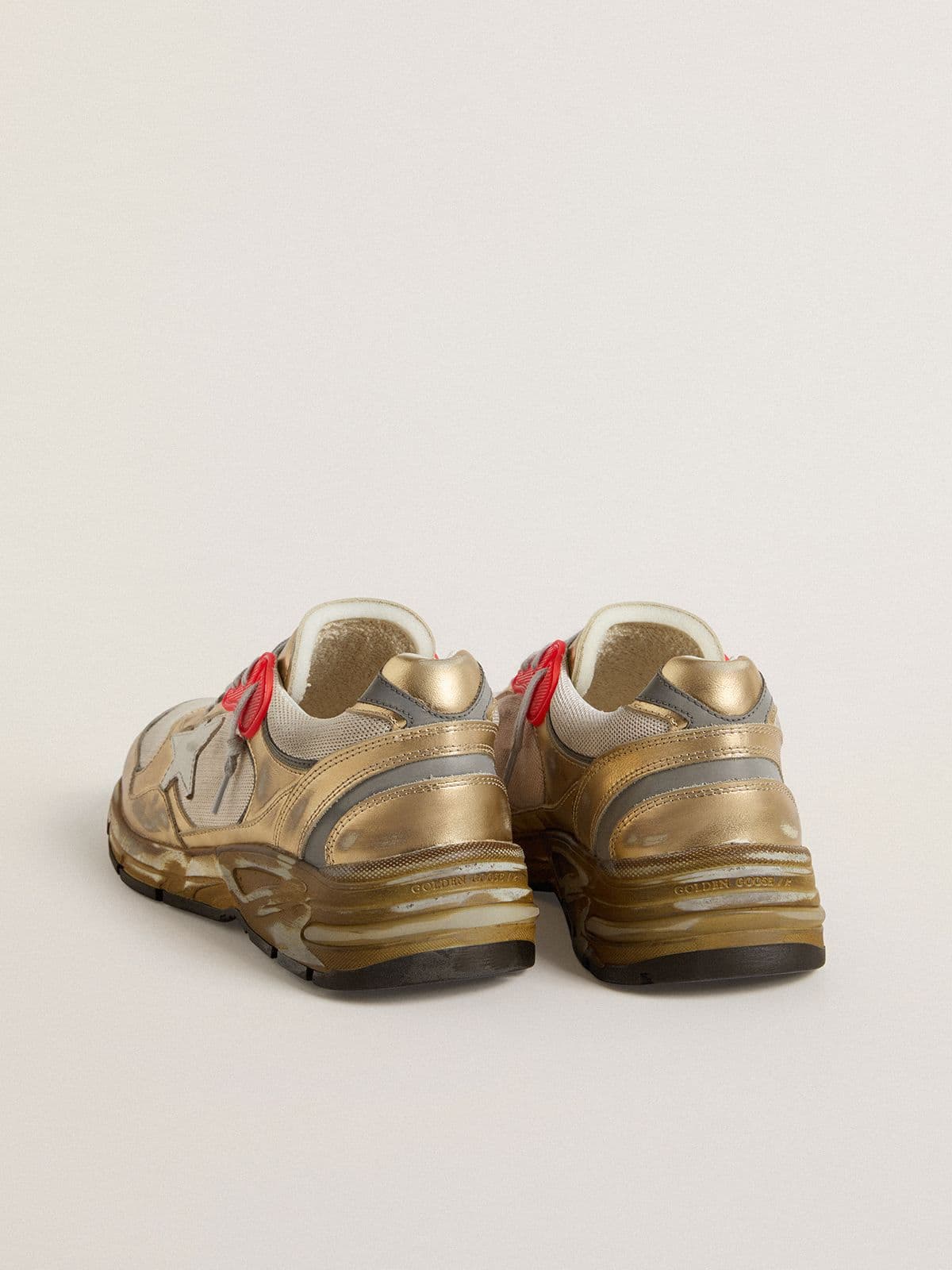 Men's Dad-Star in mesh and gold foiled leather with white leather star