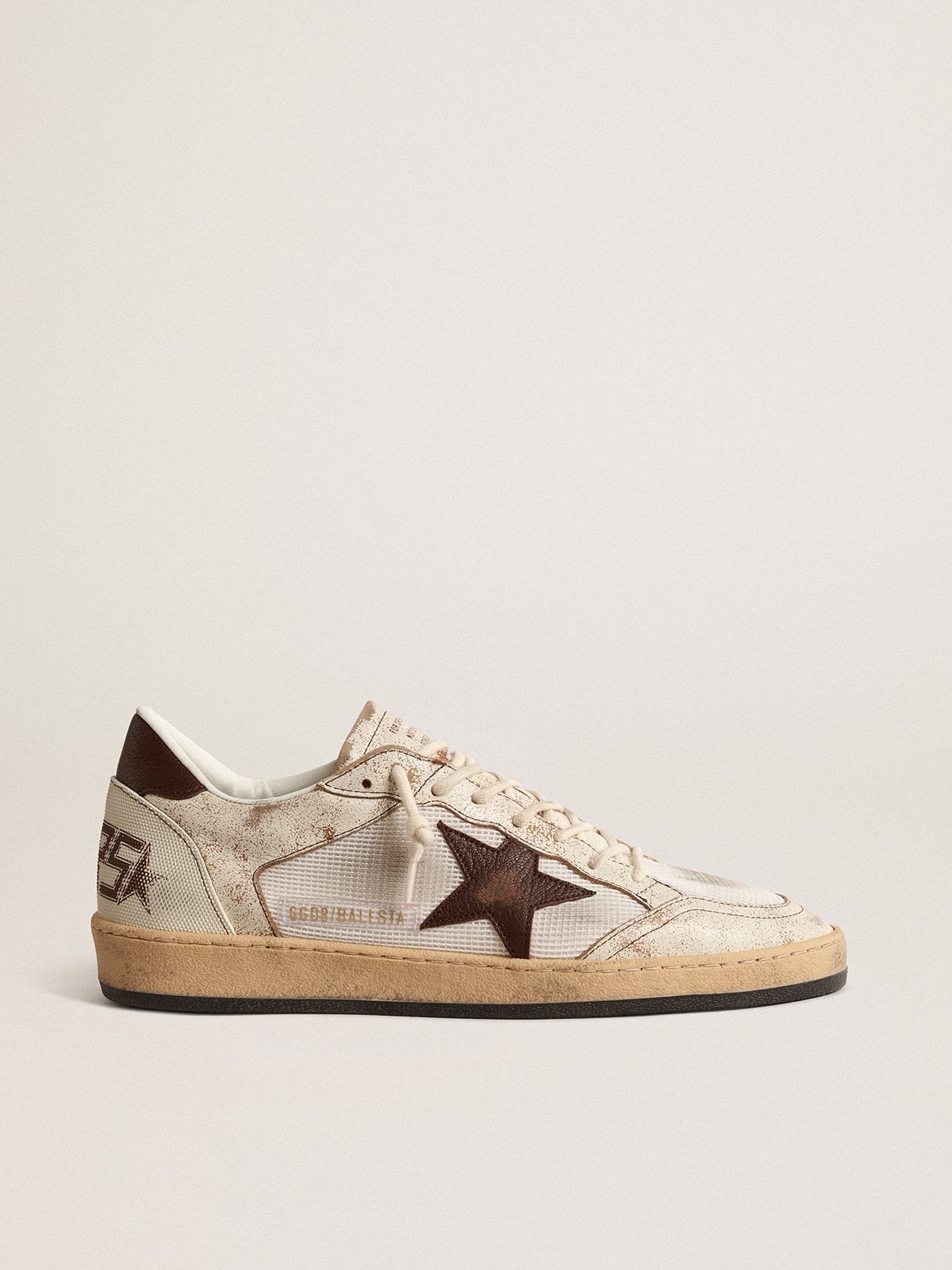 Men's Ball Star LTD in ecru leather and white mesh with brown star