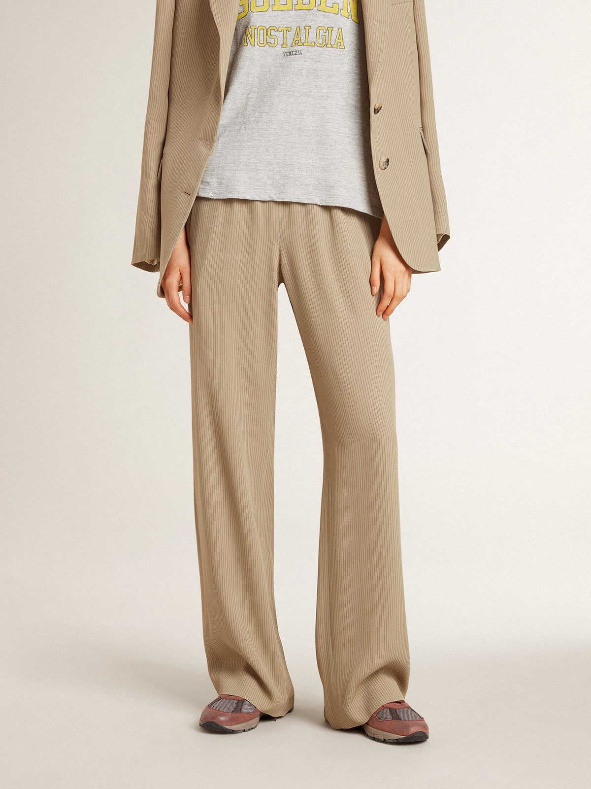 Women's travertine-colored joggers