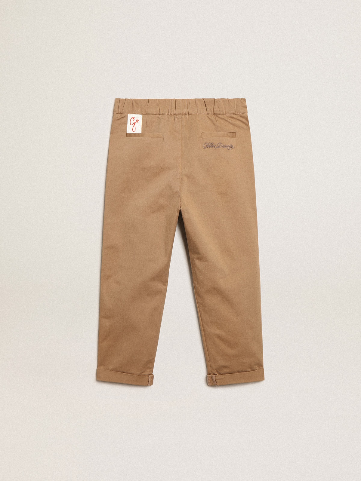 Boys’ chinos in caramel cotton