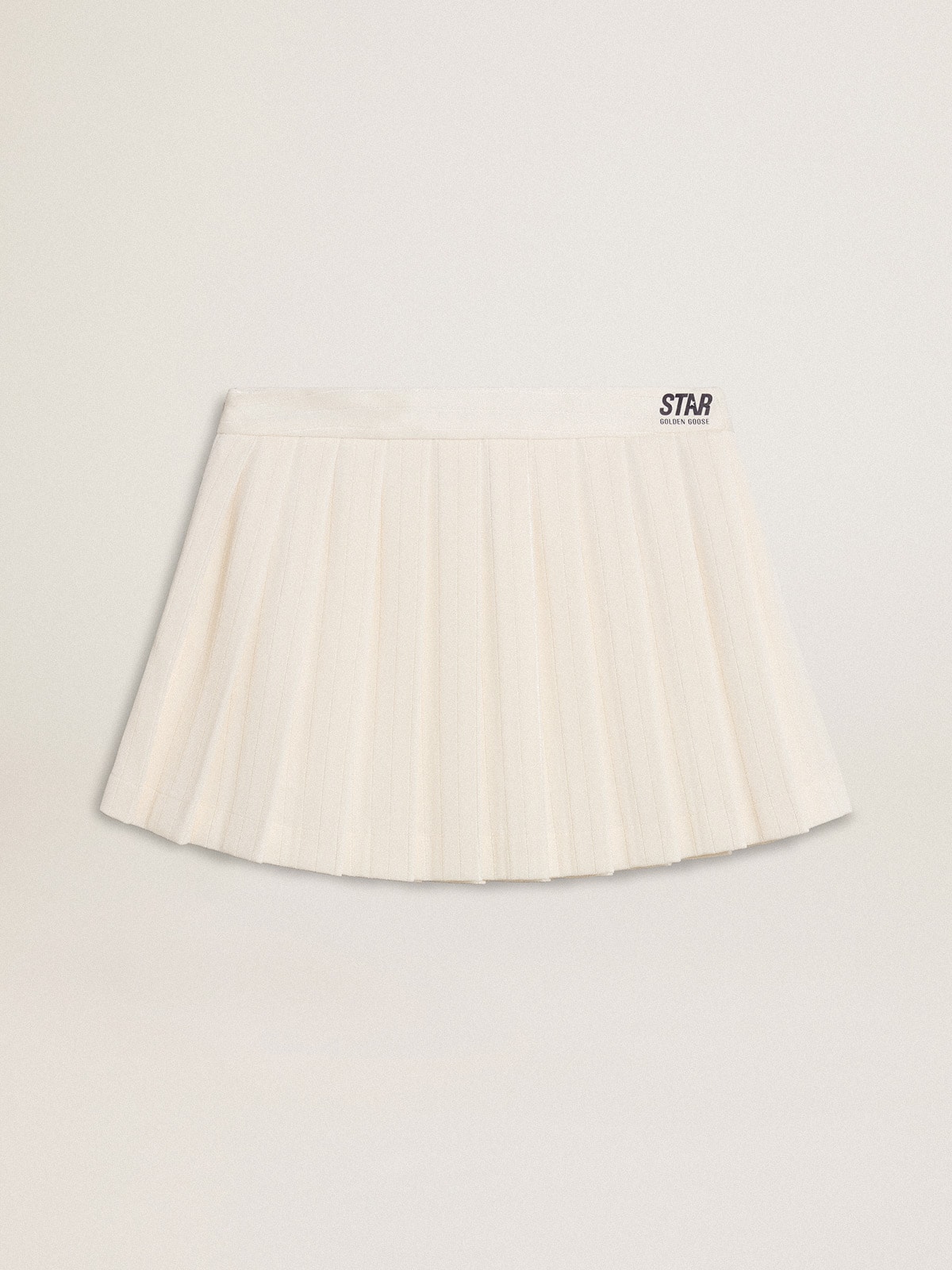 White pleated Star miniskirt