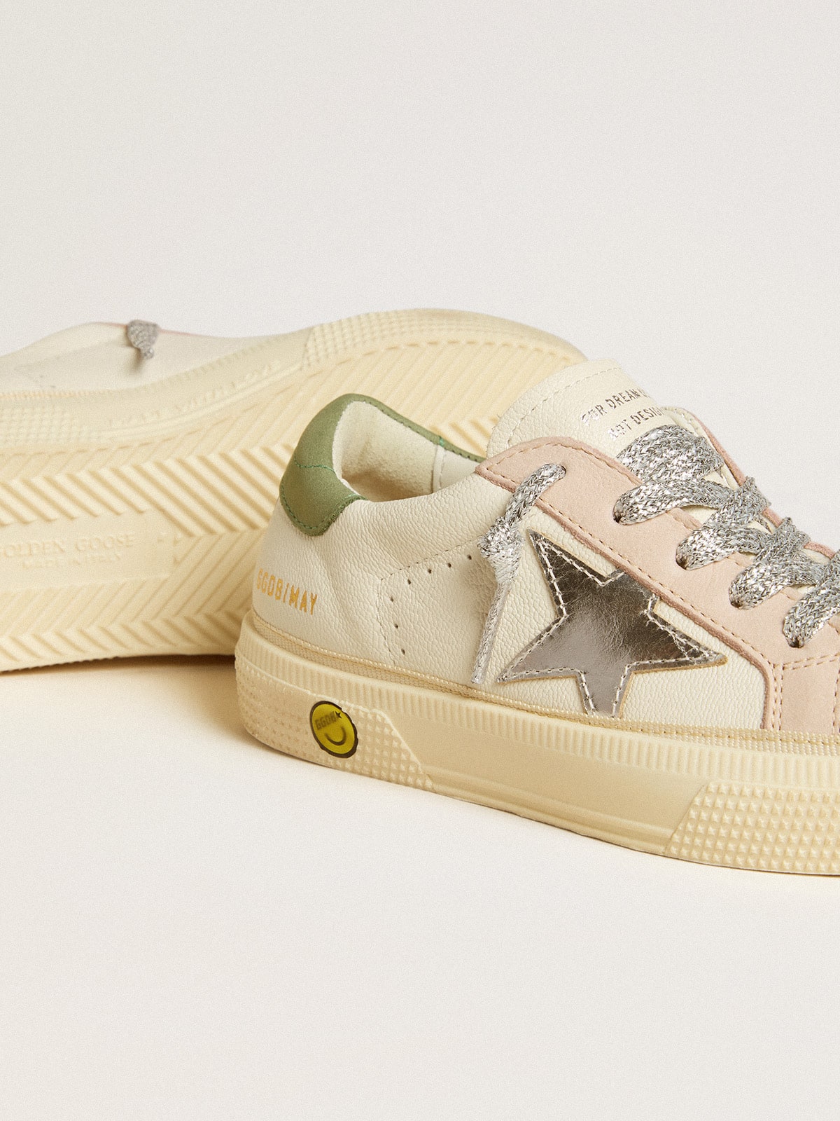 May Teen in nappa with silver star and olive green heel tab