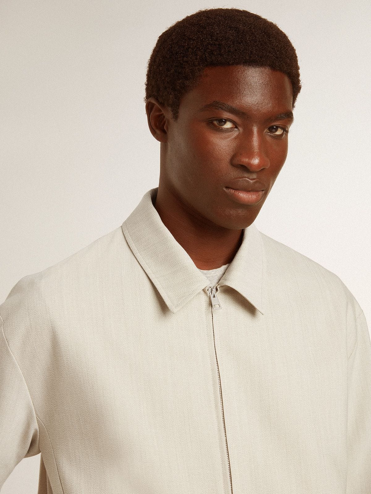 Men's khaki wool blend coach jacket