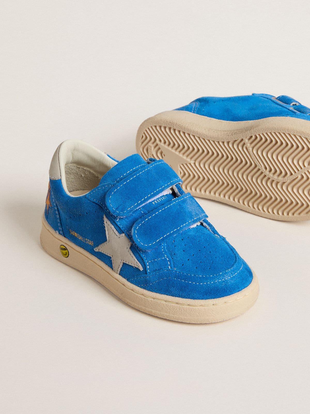 Teen Ball Star in light blue suede with gray nubuck star and heel tab