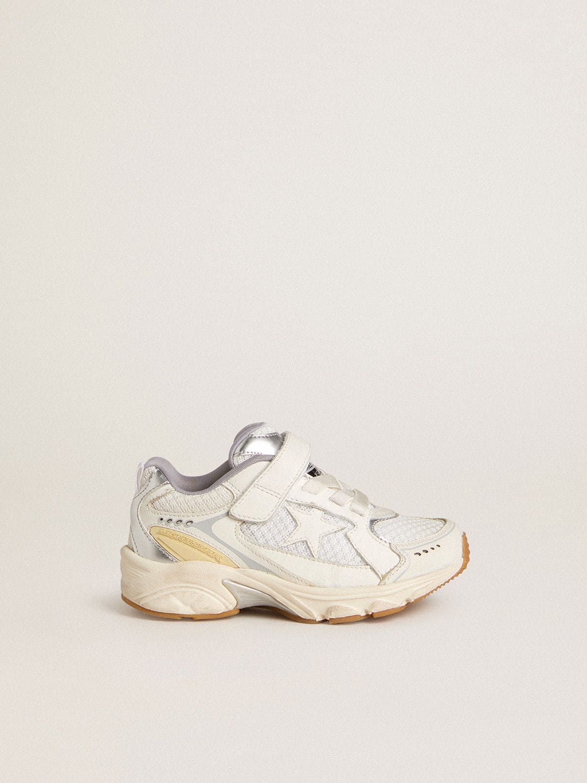 Junior Lightstar in white leather and mesh with white leather star