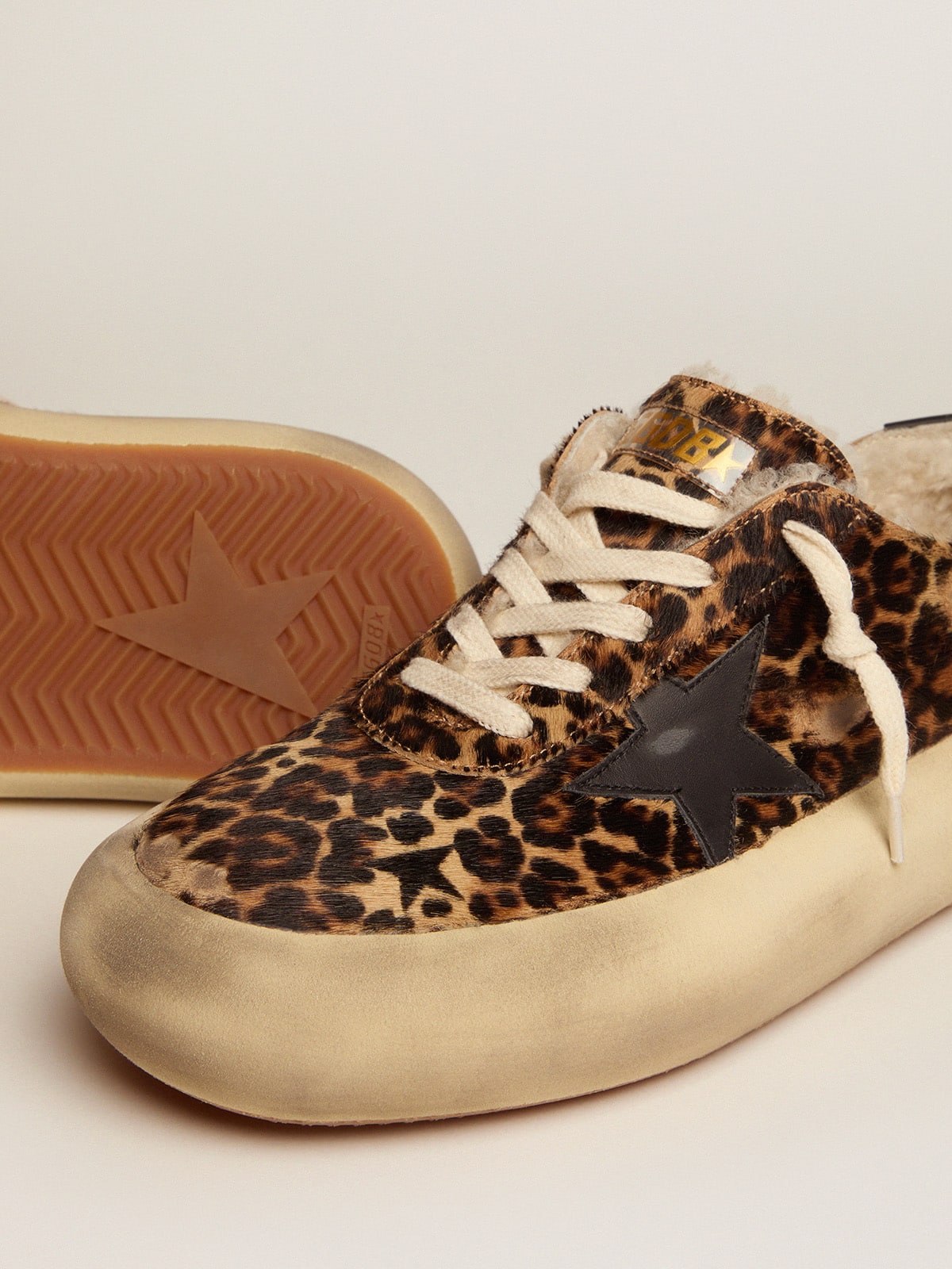 Space-Star shoes in animal-print pony skin with shearling lining