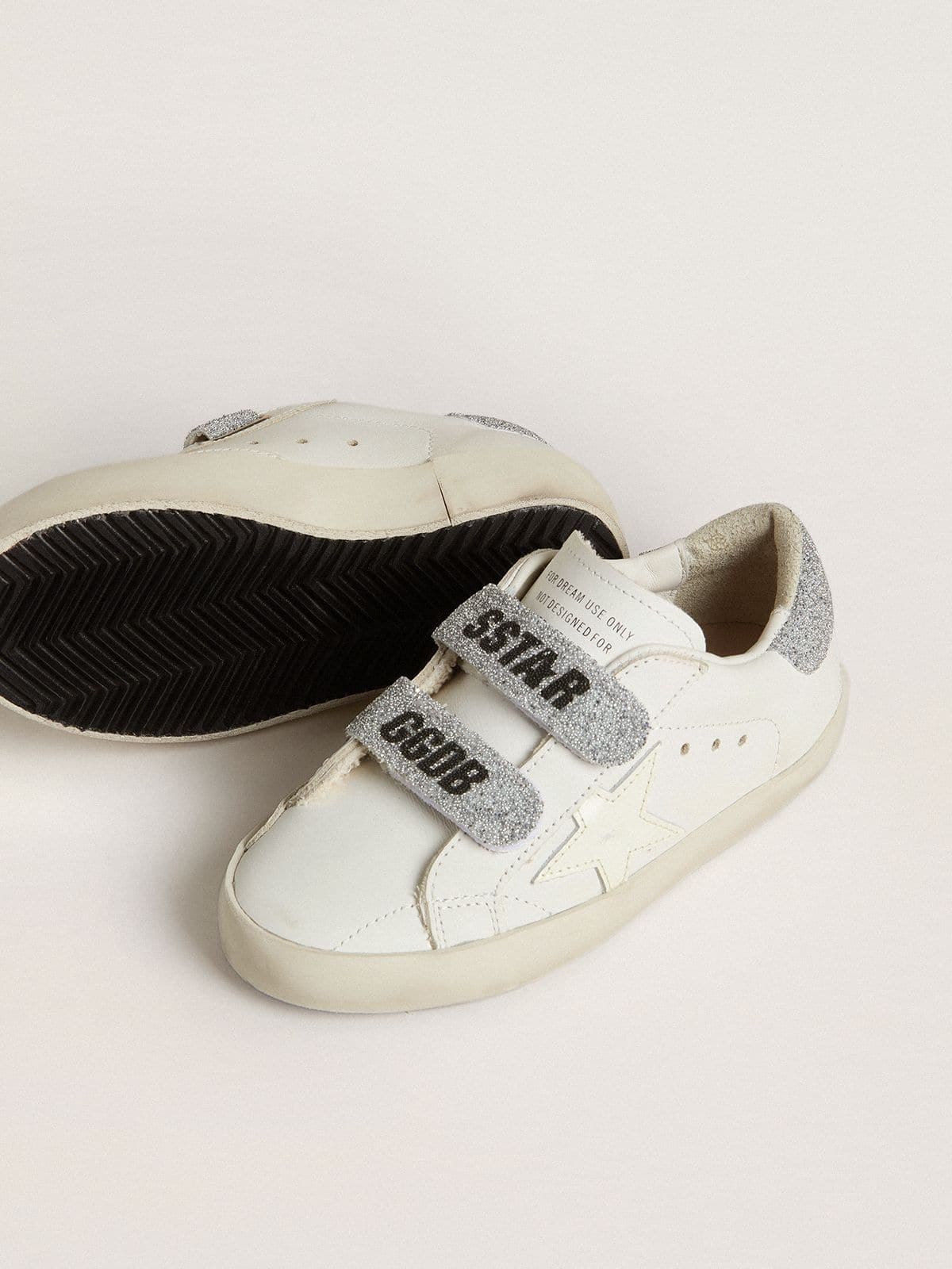 Junior Old School with silver Swarovski crystal heel tab and straps