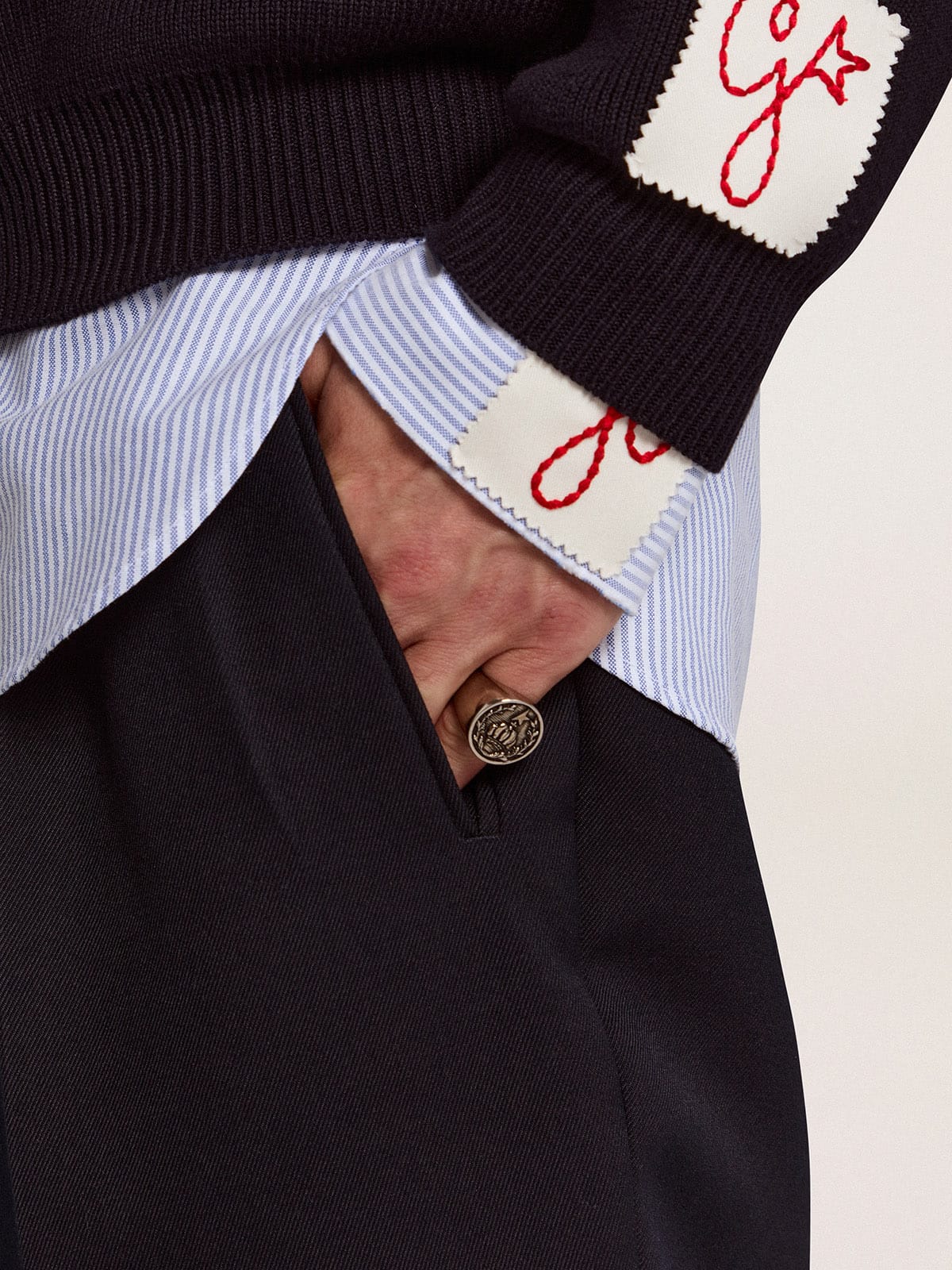 Men's signet ring in antique silver color