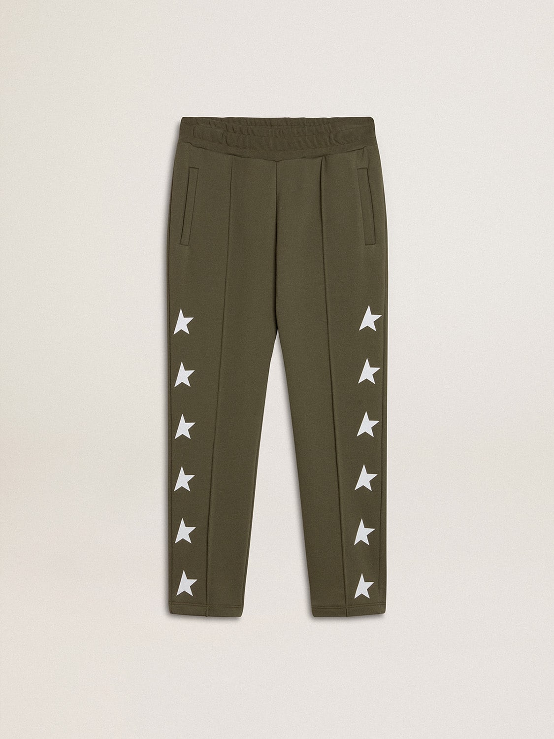 Boys' military-green joggers with white stars