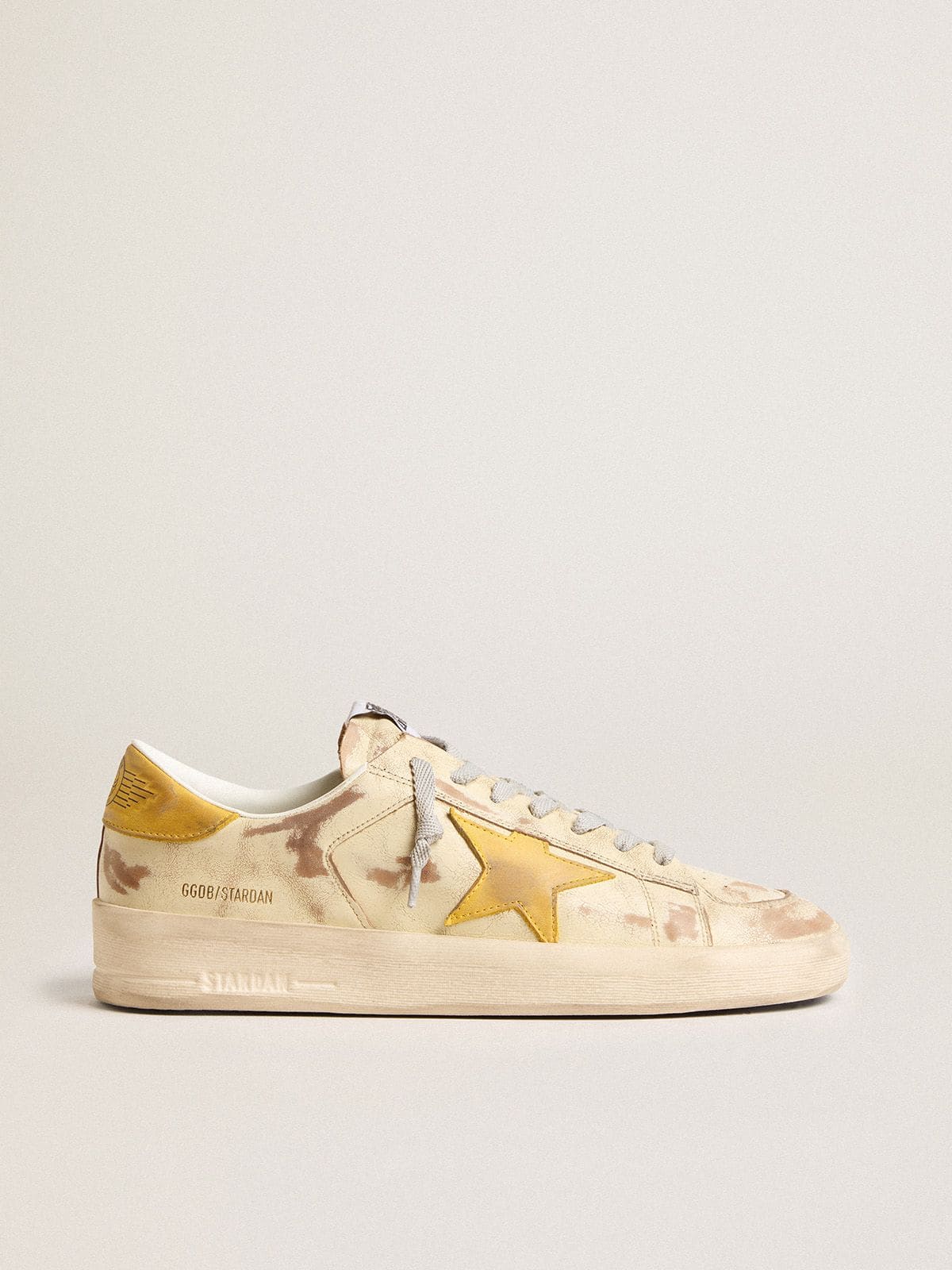 Men's Stardan in beige leather with honey-colored nubuck star and heel tab