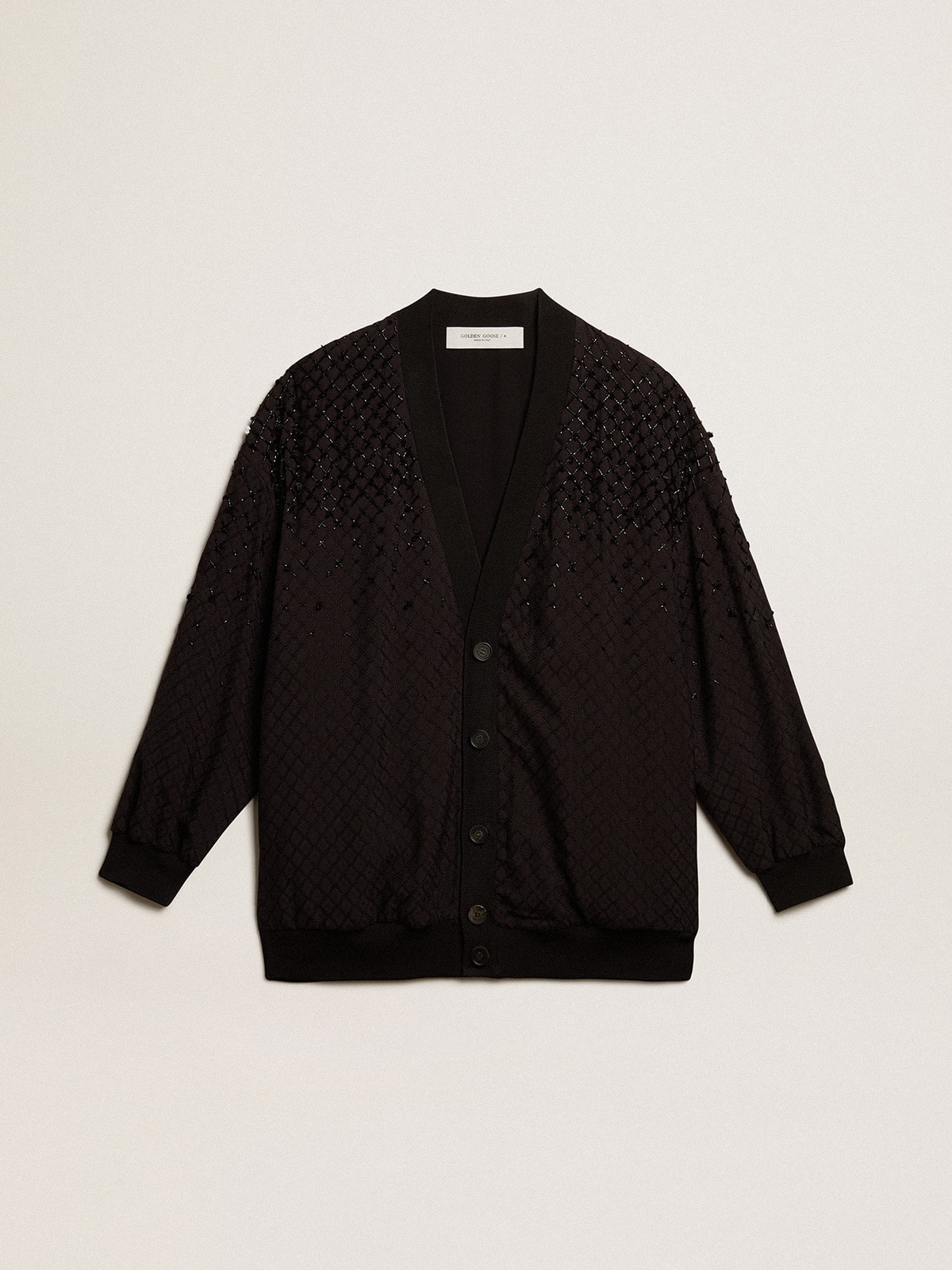 Women’s black cardigan with shaded embroidery