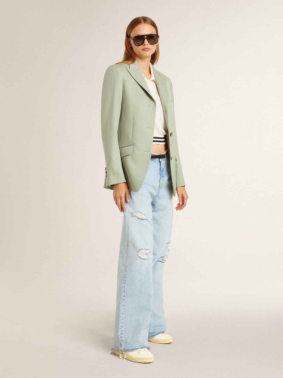 Soul Star in white nappa with metallic silver leather heel tab