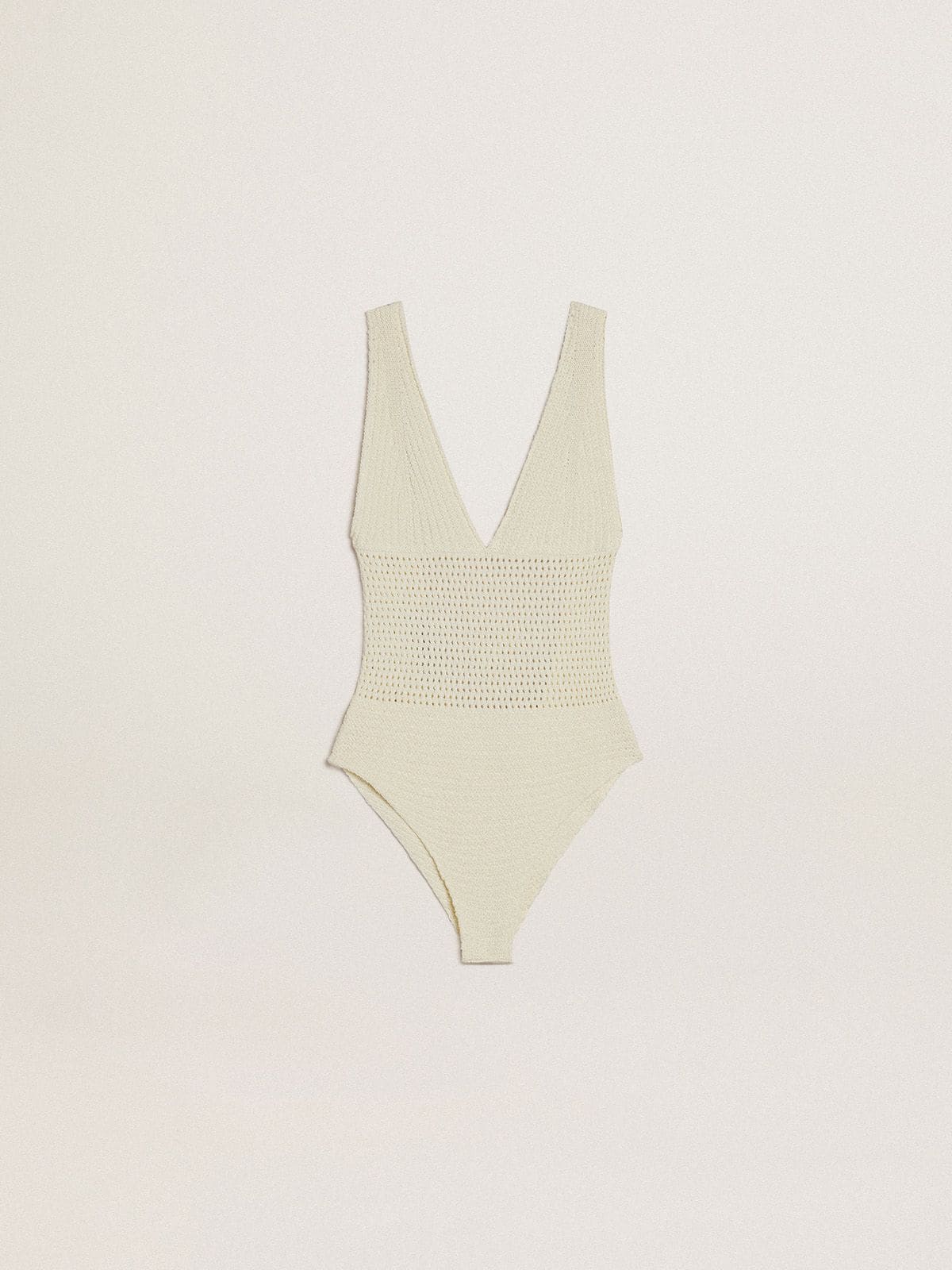 Women's crochet bodysuit in white cotton
