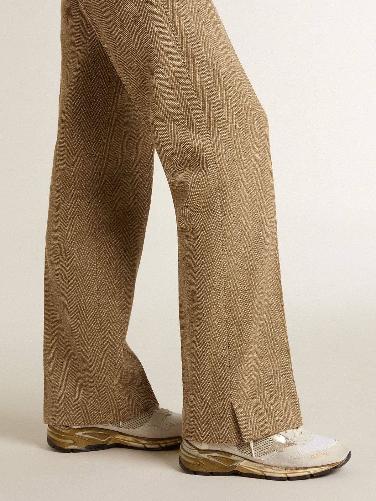 Women's Dad-Star in mesh and white suede with gold foiled star