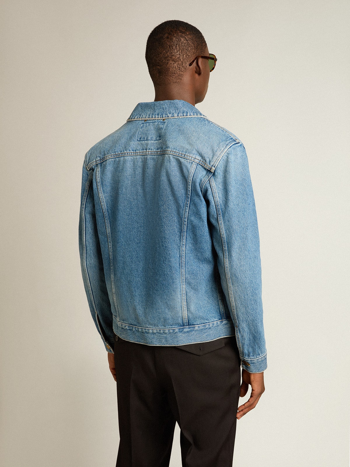 Men's denim jacket with medium wash