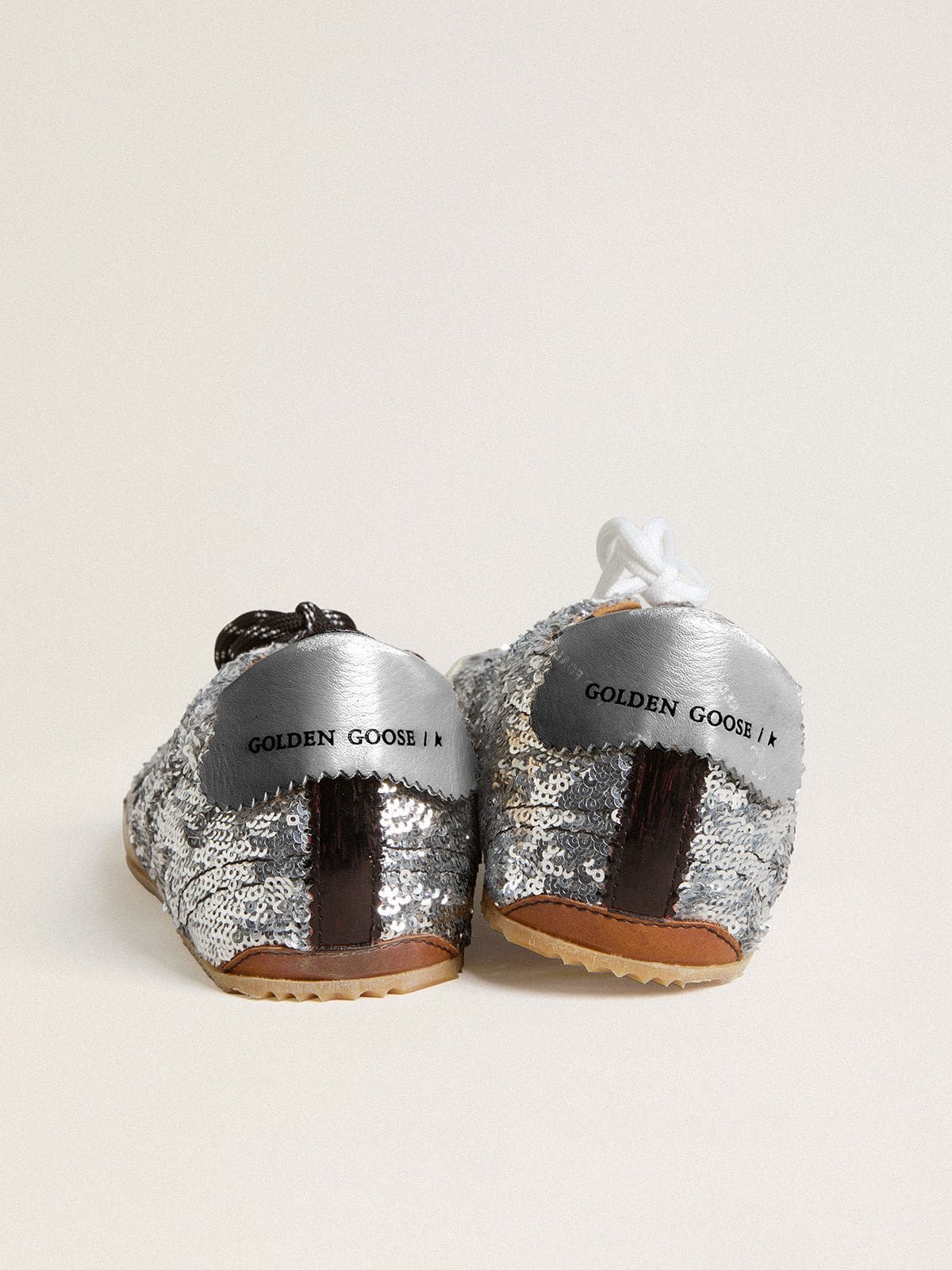 Women's True-Star in silver sequins with black star and silver leather heel tab