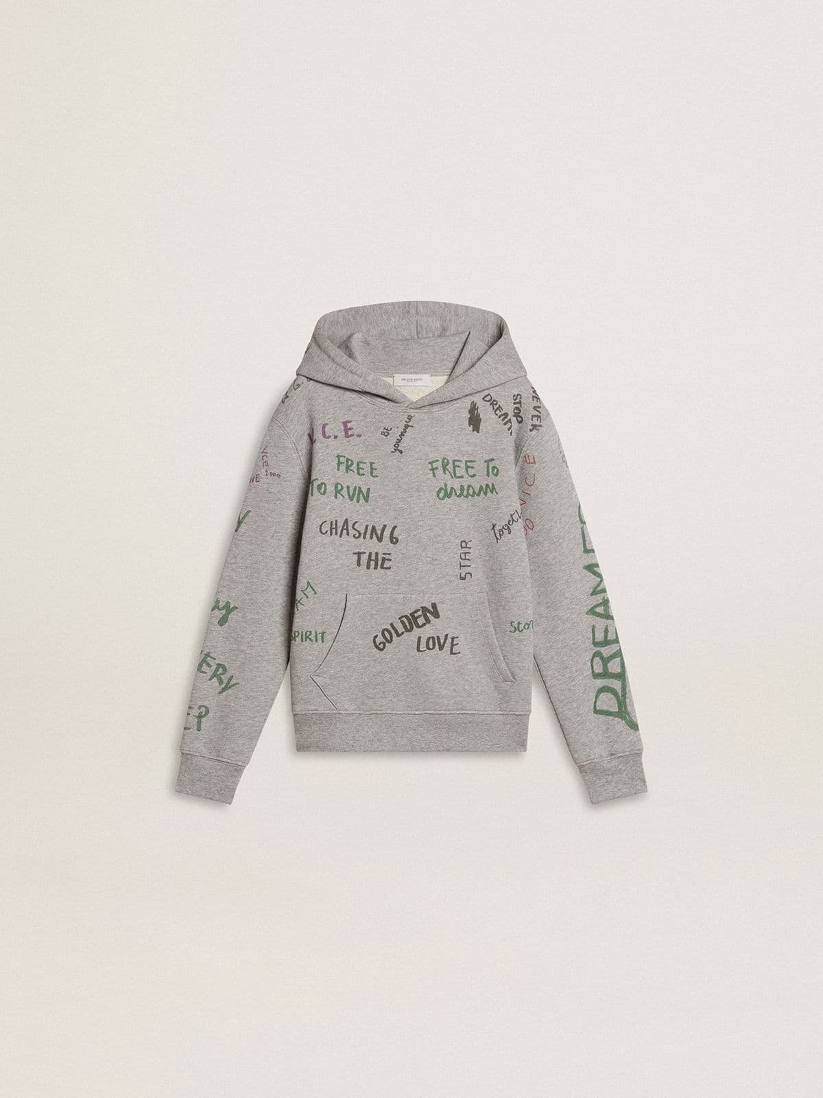 Kids’ gray sweatshirt with multicolor printed lettering