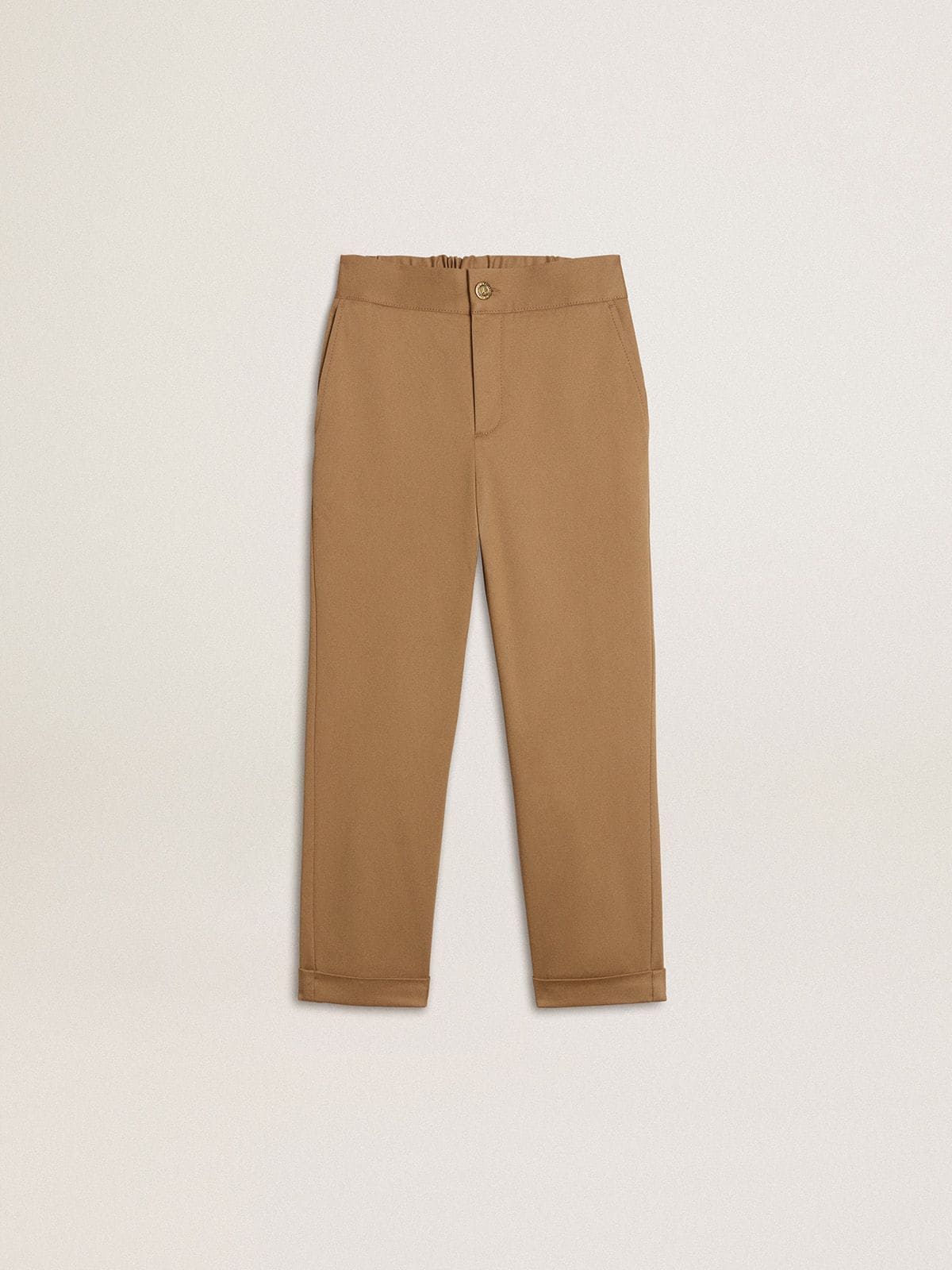 Kids’ chinos in tobacco-colored cotton
