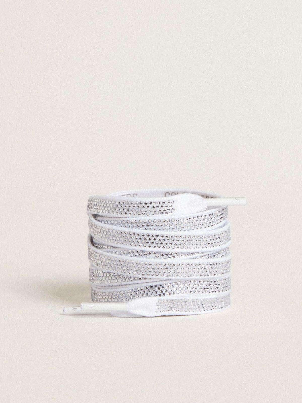 Swarovski laces with contrasting gray logo