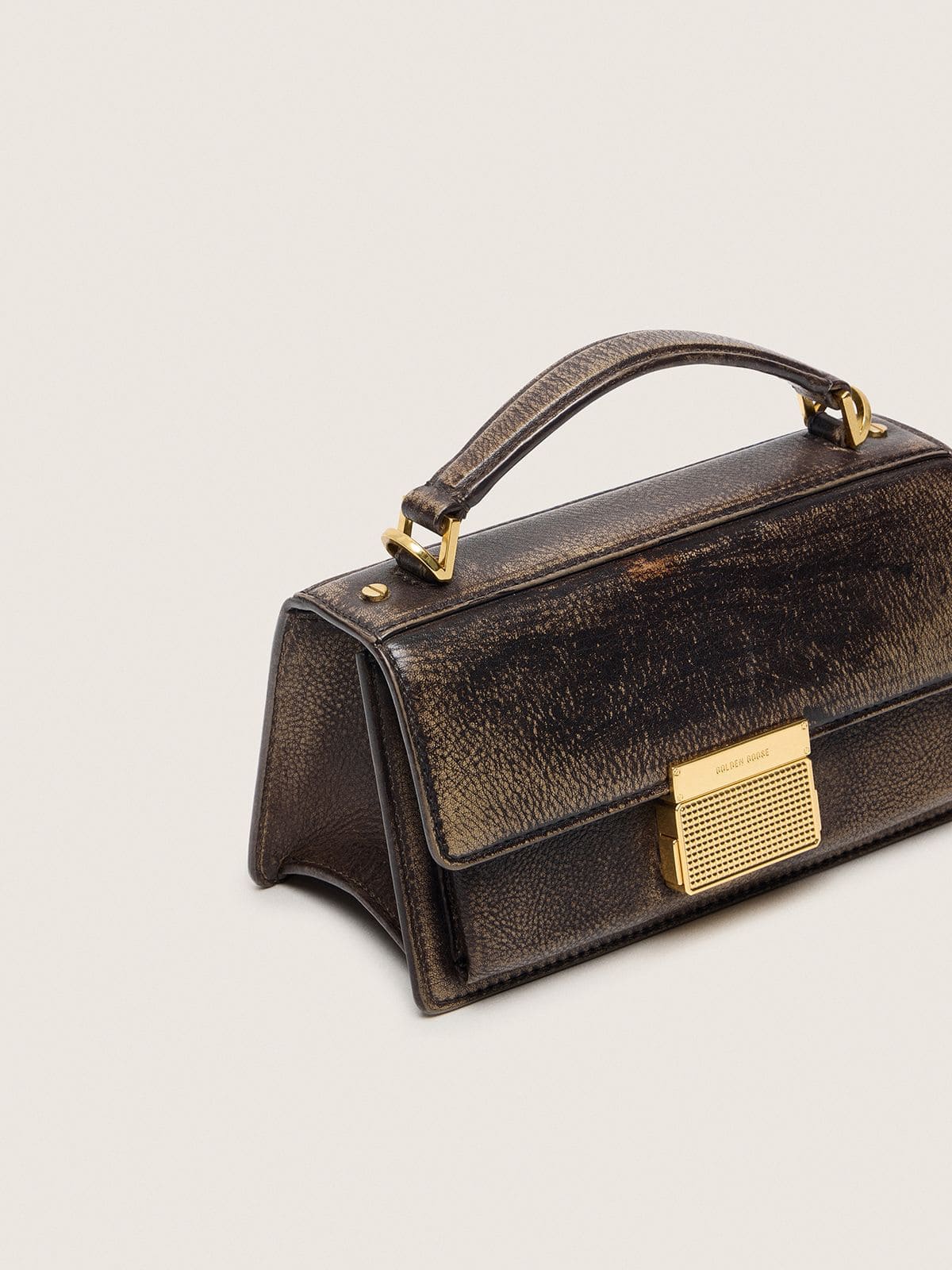 Small Venezia Bag in dark brown leather with gold buckle