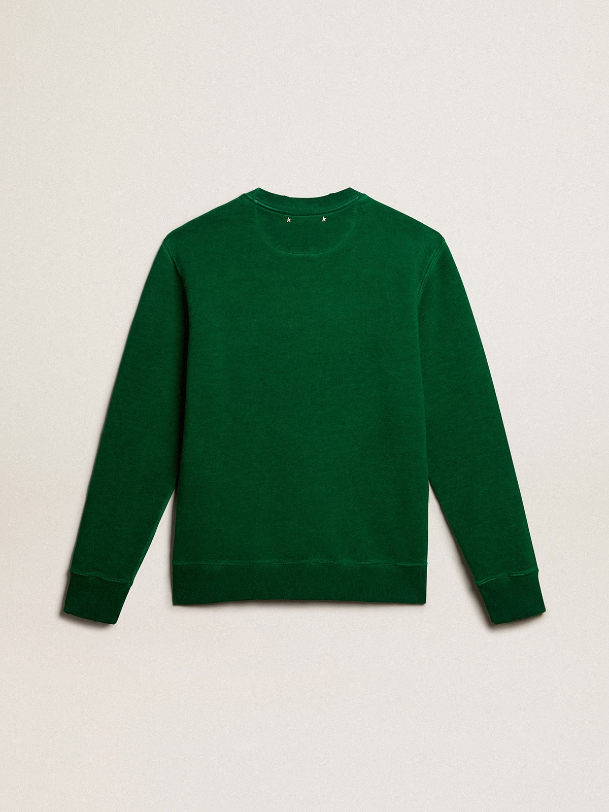 Round-neck sweatshirt in green cotton fleece
