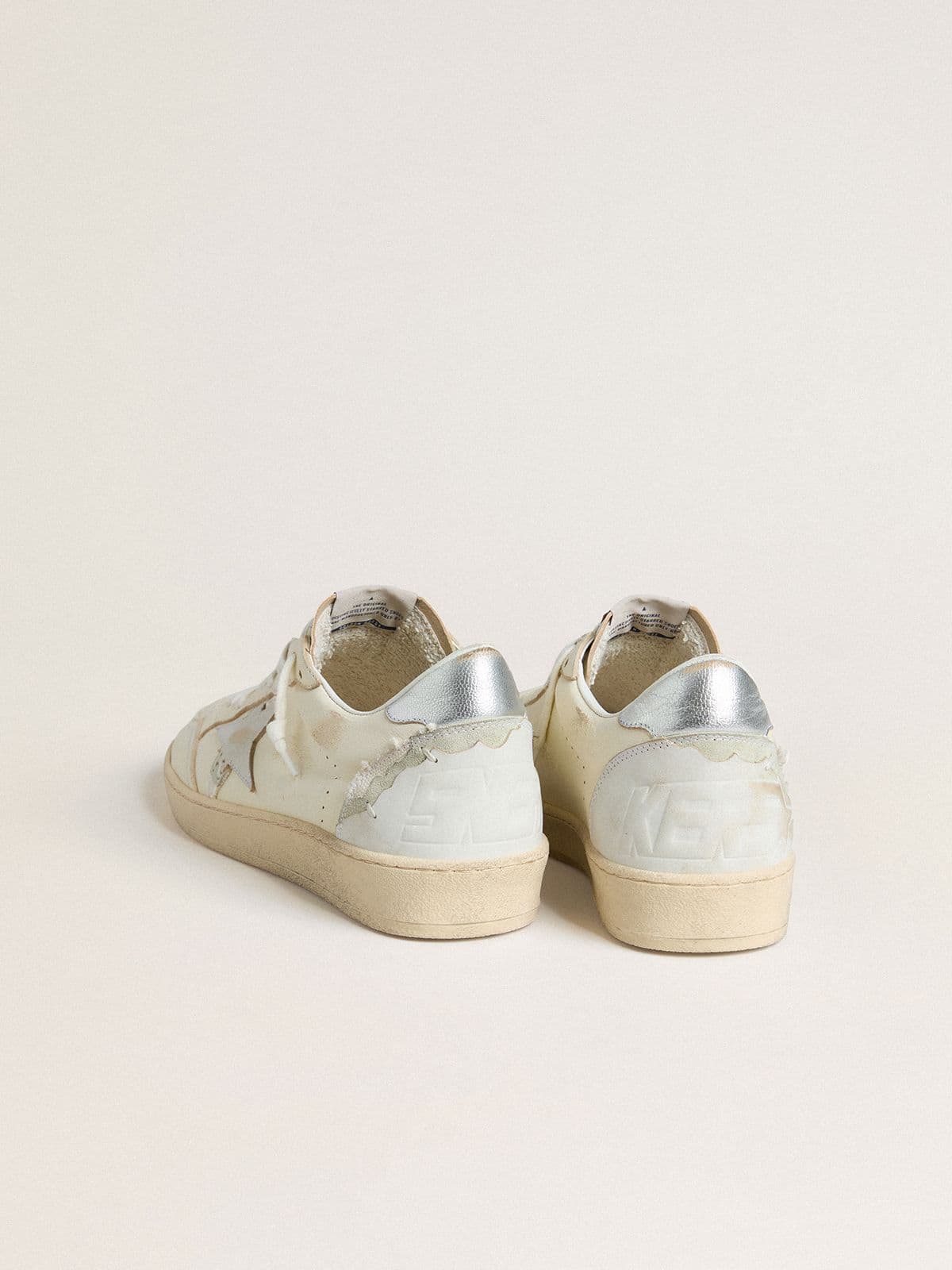 Ball Star LTD in cream with white suede star and metallic silver leather heel tab