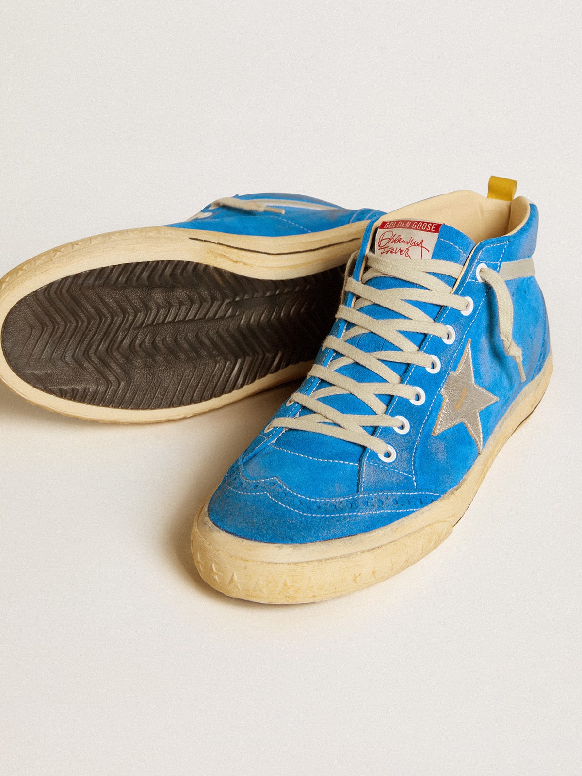 Men's Mid Star in suede with metallic leather star and leather heel tab